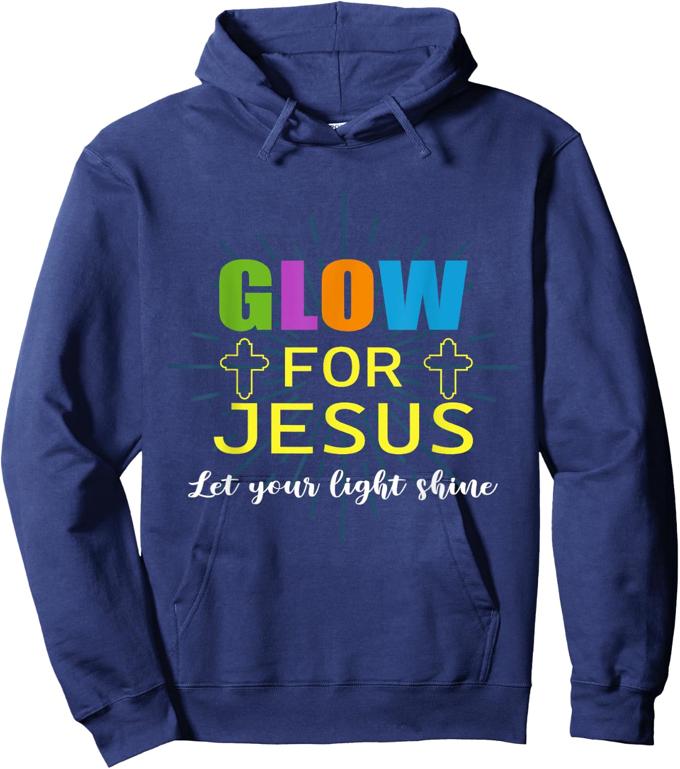 Glow-For Jesus Let Your Light Faith, Cross Christian Hoodie - Hoodie | Navy
