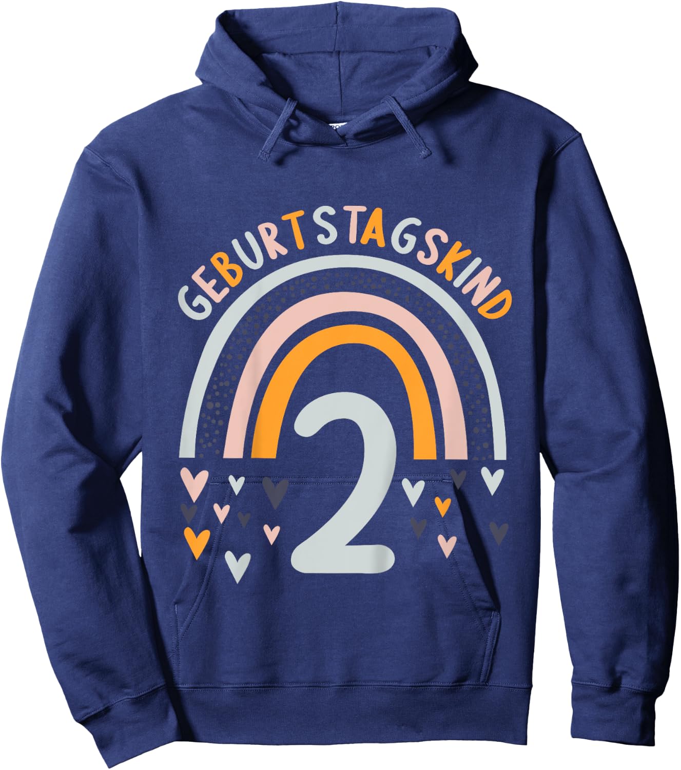 Kids 2 Years Old Boy Girl Rainbow Rainbow 2nd Birthday , black, 80 Hoodie - Hoodie | Navy