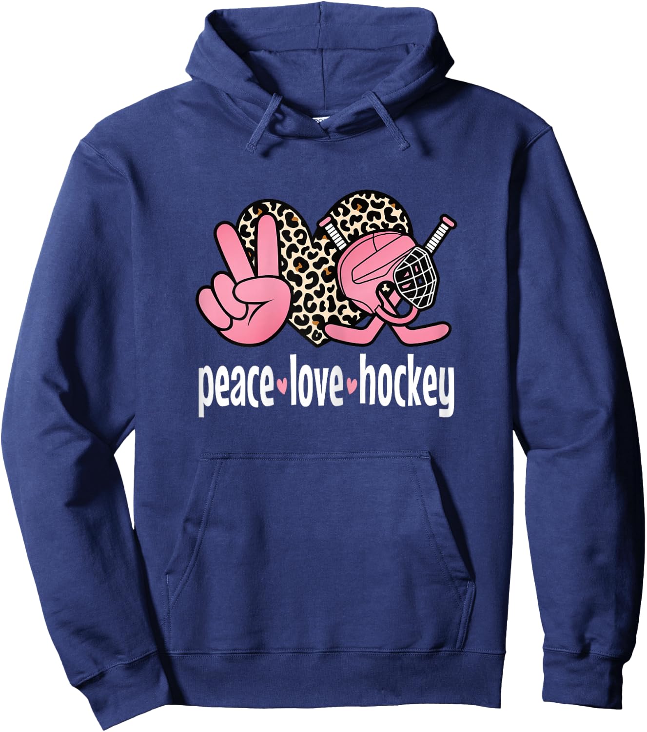 Peace Love Ice Hockey Cute Ice Hockey Women Girls Kids Hoodie - Hoodie | Navy