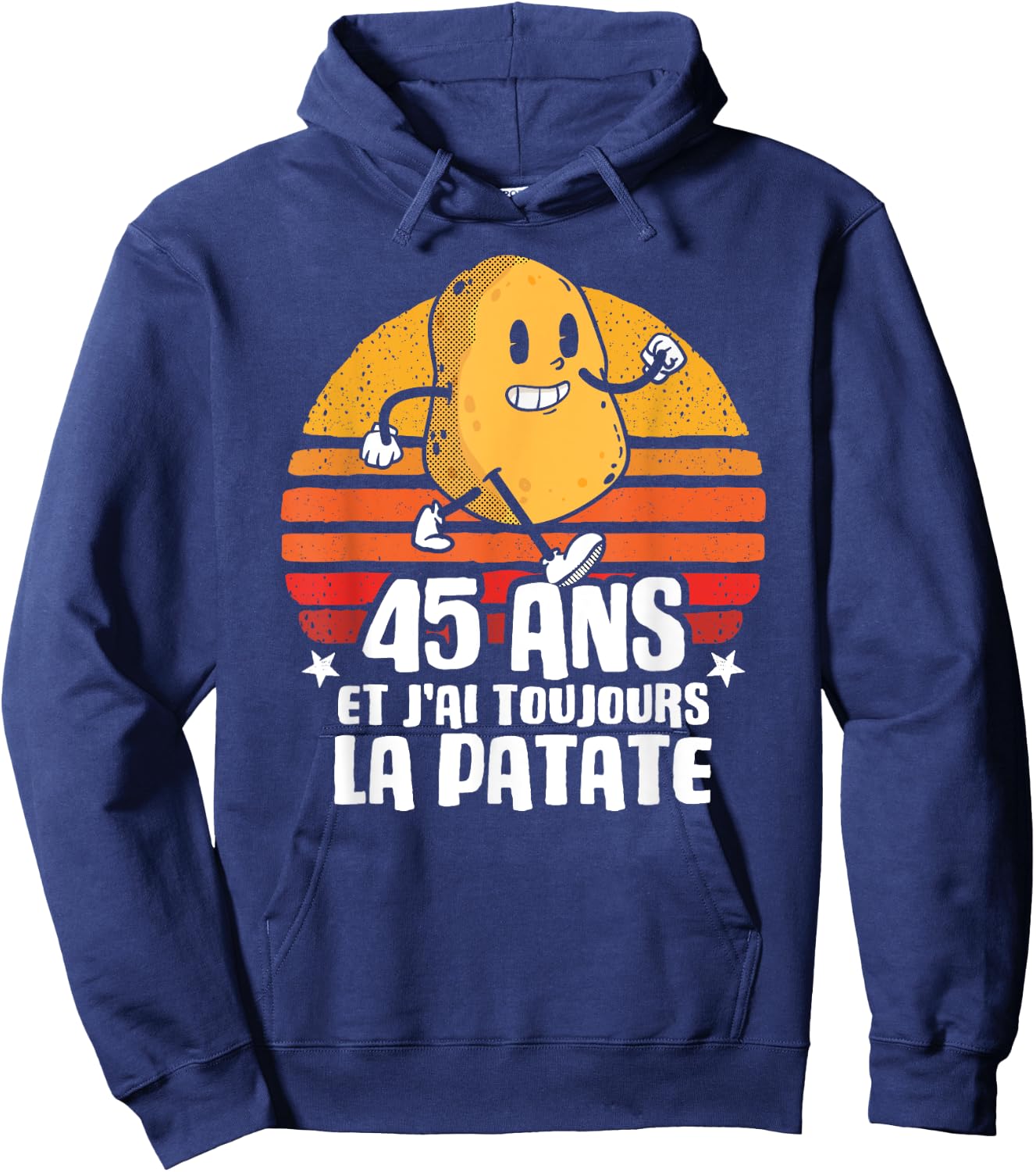 Anniv Gift 45 Years Birthday Decoration 45 Years Potato , Black, S Hoodie - Hoodie | Navy