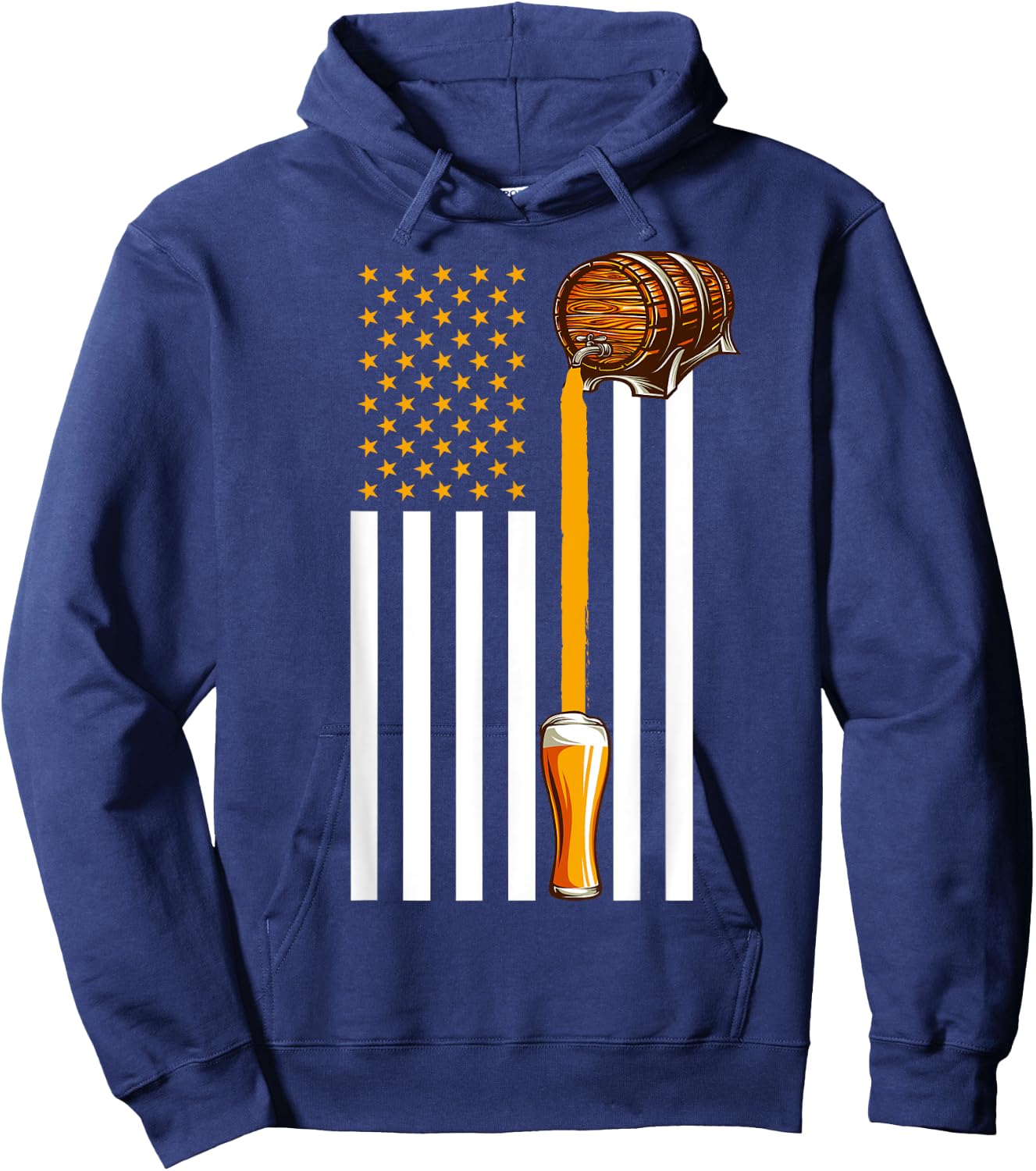 Funny Beer American Flag USA Patriotic 4th July Men Hoodie - Hoodie | Navy