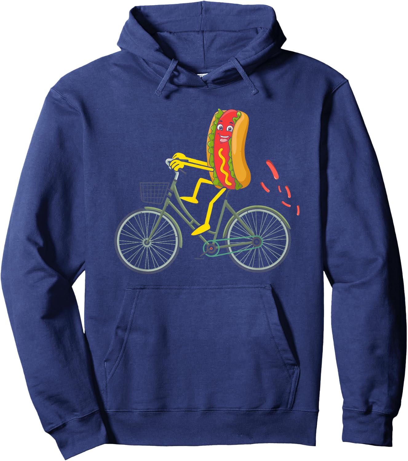 Hot Dog riding Bike Bicycle Cycling Cyclist Wiener Love Men Women Hoodie - Hoodie | Navy