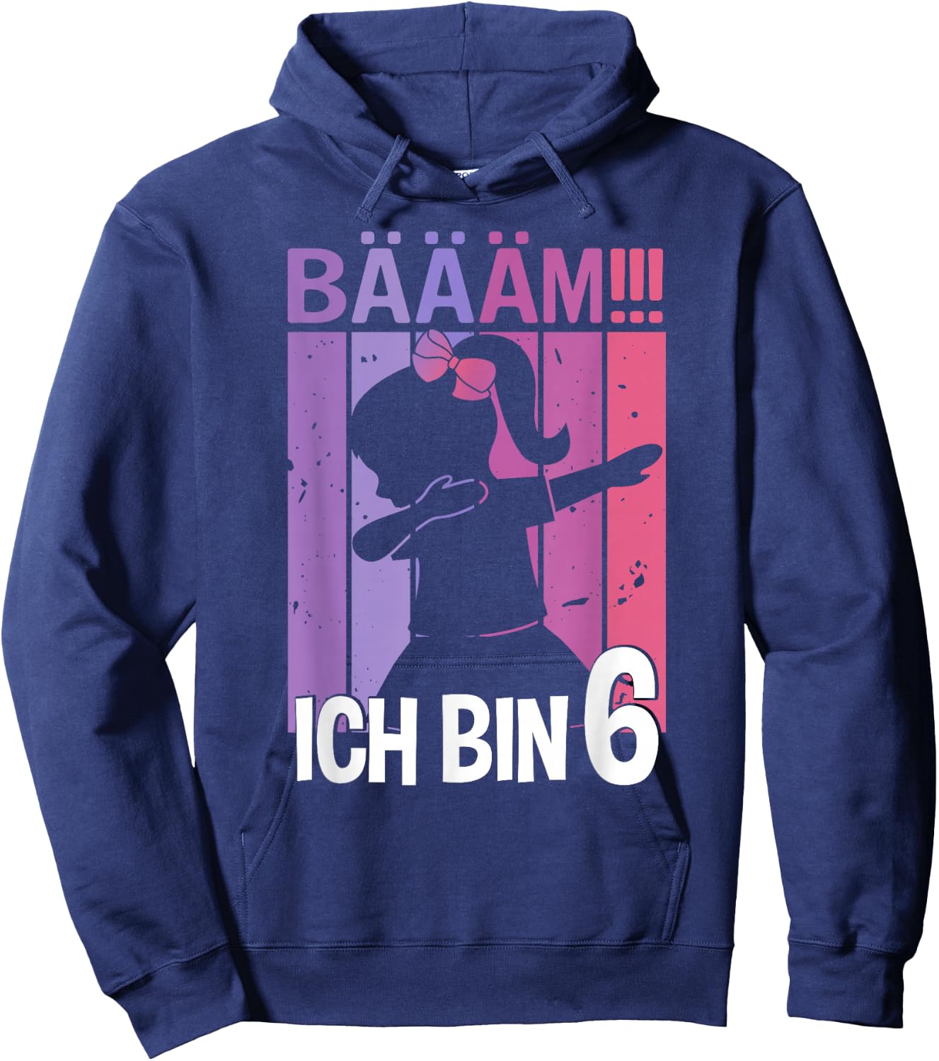 Girls' with German Text "Ich bin 6 Jahre Dab [German Language], black Hoodie - Hoodie | Navy