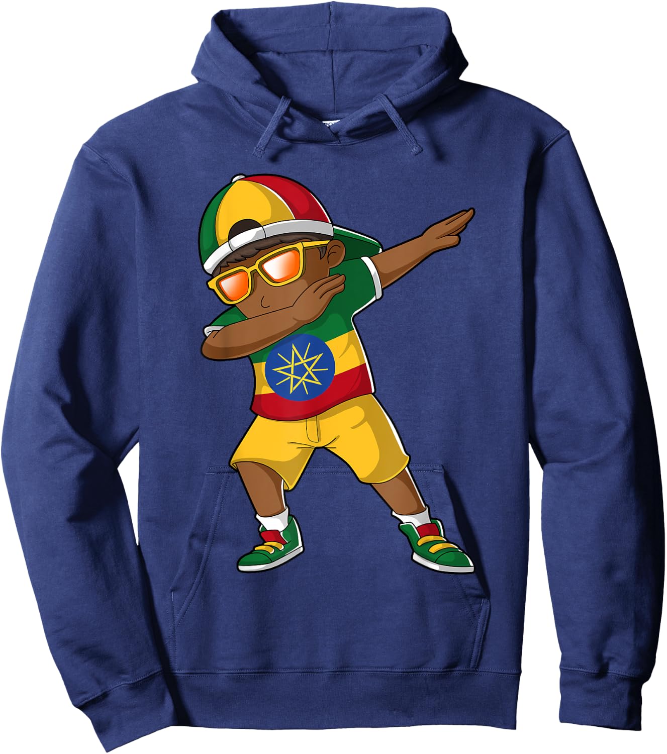 Ethiopian Boy Ethiopia Kid Patriotism Roots Heritage Hoodie - Hoodie | Navy