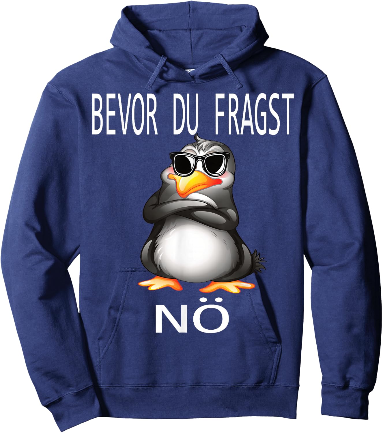 Funny Design with Cute Penguin , black Hoodie - Hoodie | Navy