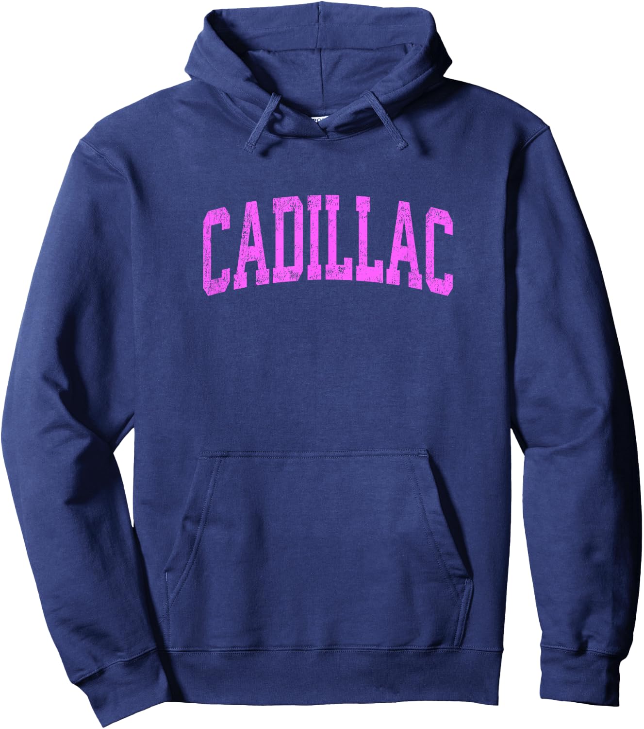 Cadillac Michigan MI Vintage Athletic Sports Pink Design Hoodie - Hoodie | Navy