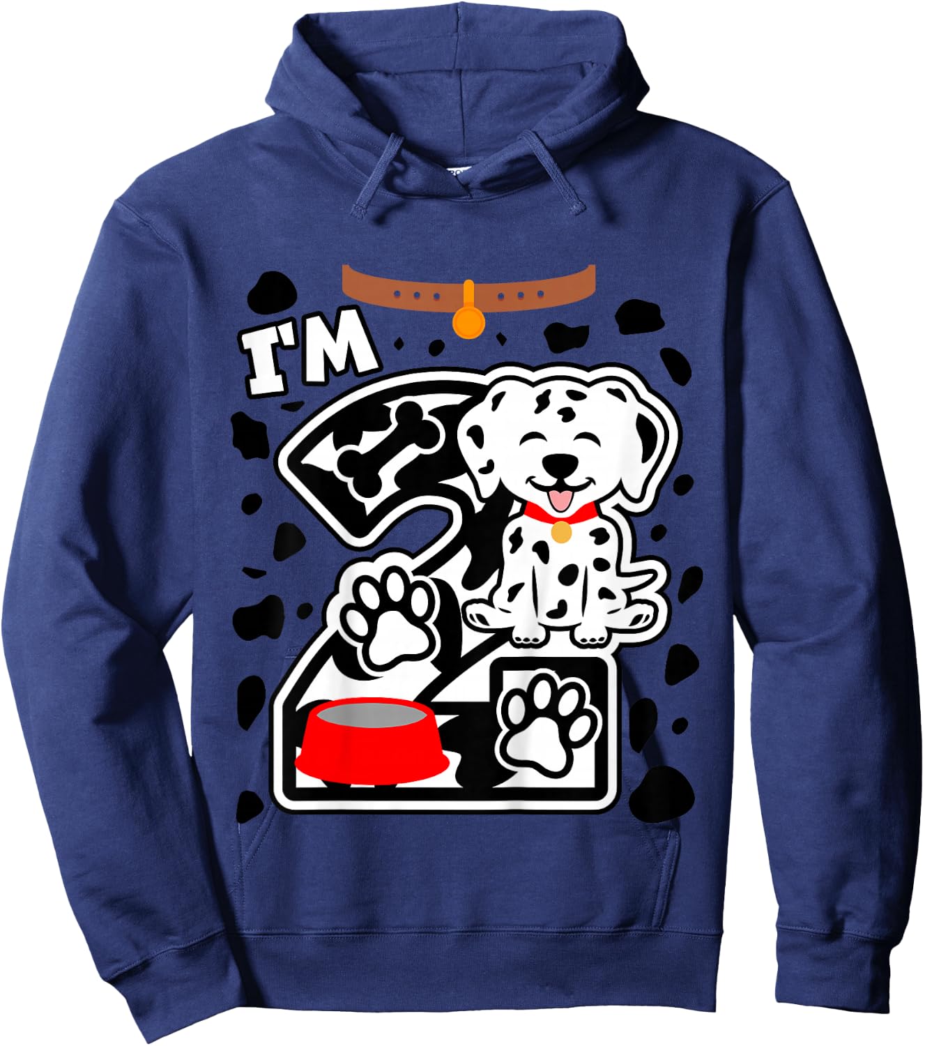 2nd Birthday Dalmatian Dog 2 Year Old Birthday Girls Boys Hoodie - Hoodie | Navy