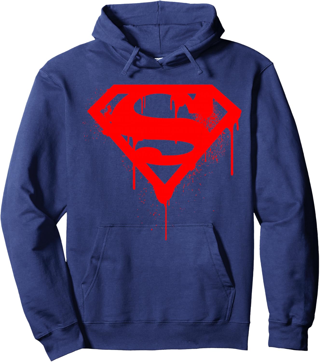 DC Superman Doomsday Red Graffiti Logo , Black, S Hoodie - Hoodie | Navy