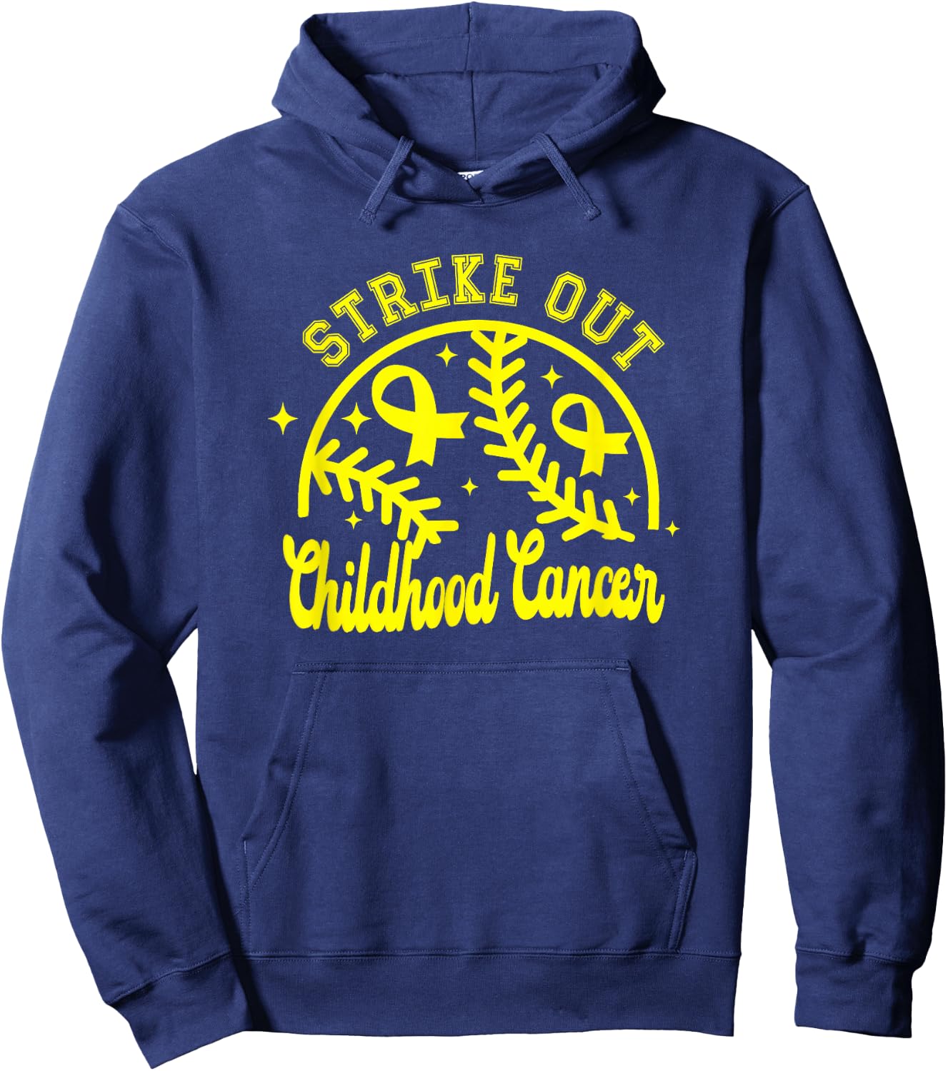 Childhood Cancer Warrior Strike Out Cancer Baseball Gameday Hoodie - Hoodie | Navy