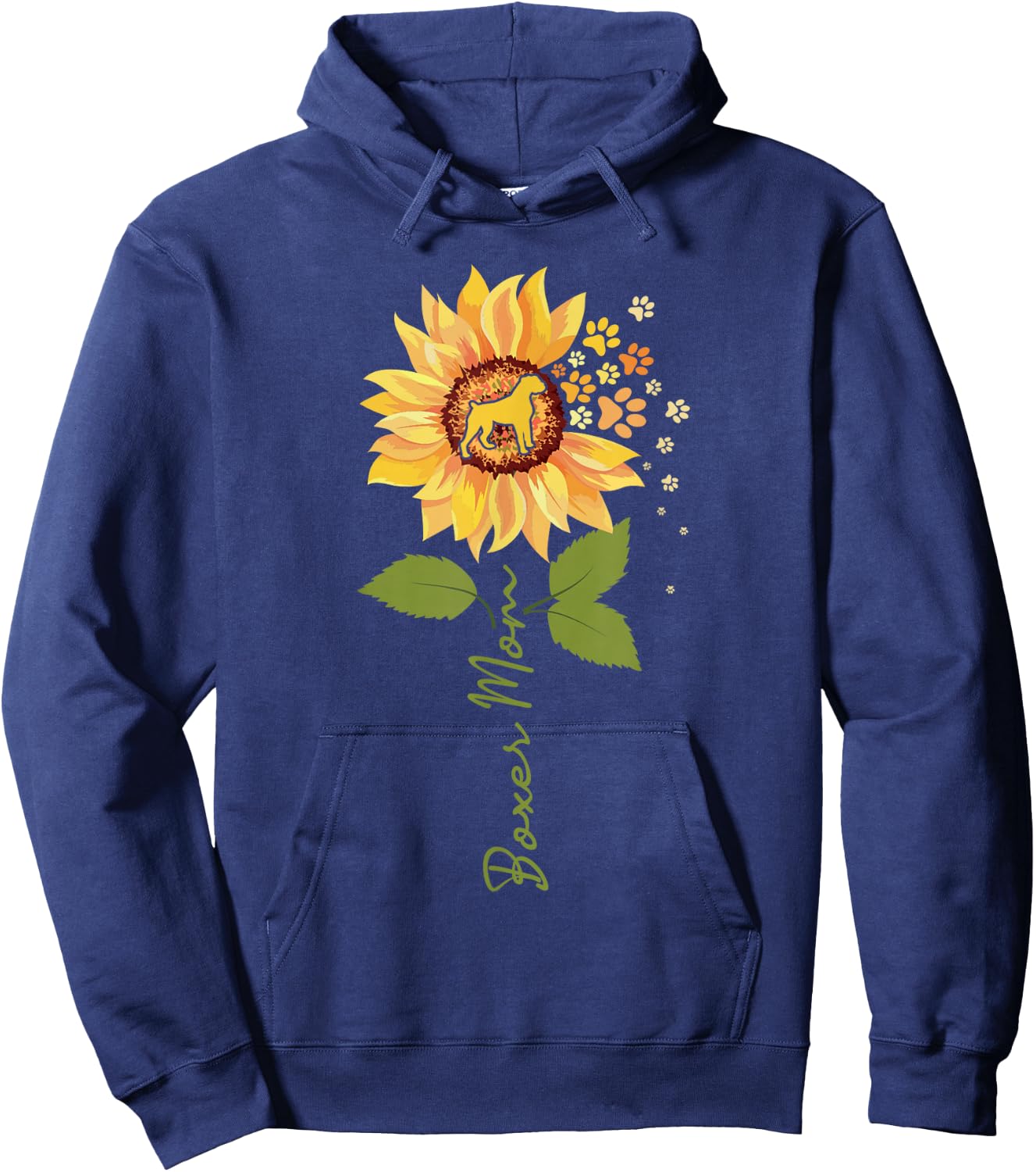 Boxer Mom - Sunflower Dog Owner Animal Breeder Puppy Lover Hoodie - Hoodie | Navy