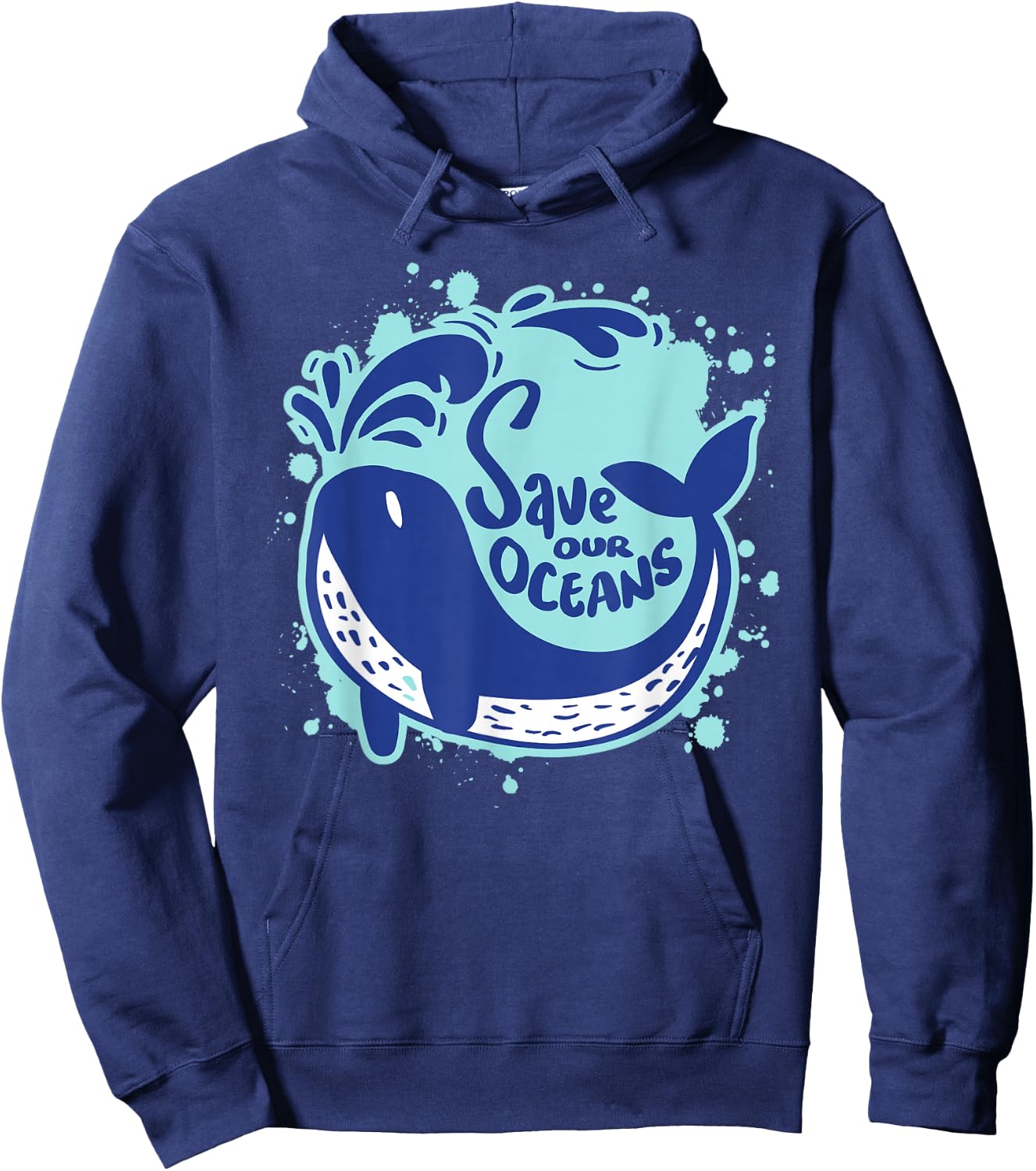 55th Anniversary Earth Day 2025 Save Our Oceans Blue Whale Hoodie - Hoodie | Navy
