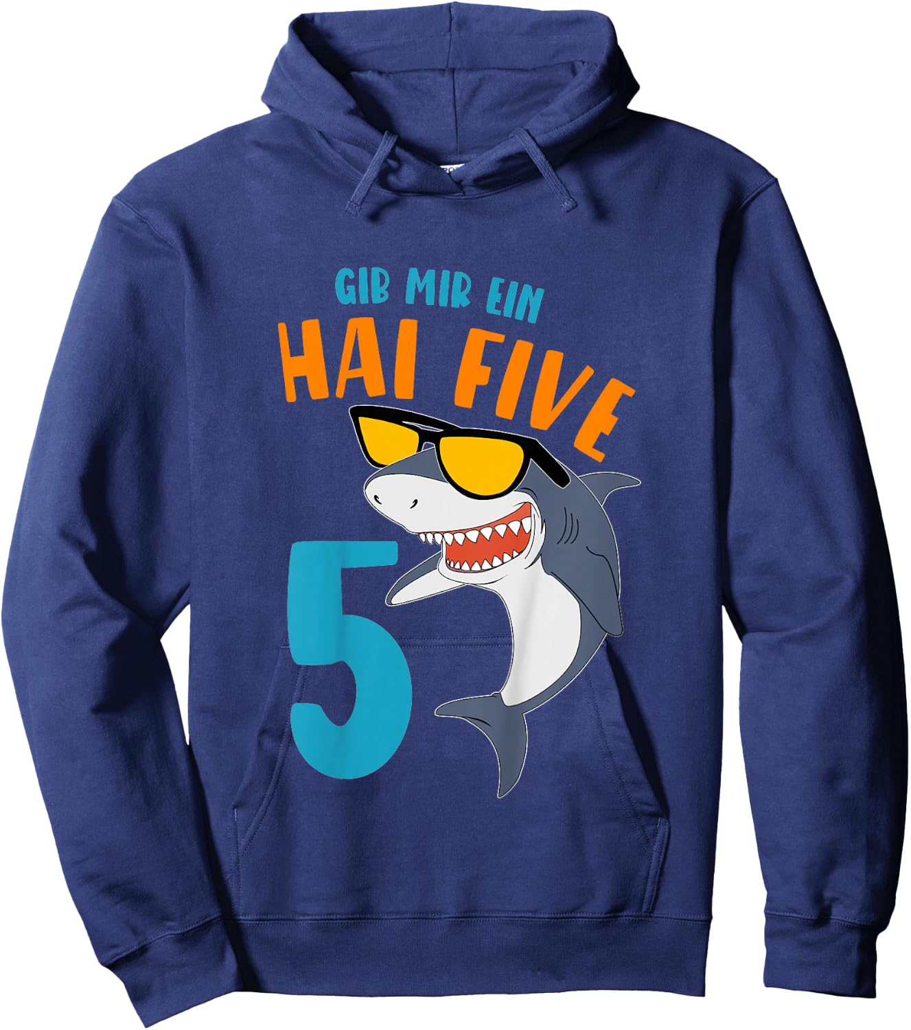 Children's Birthday Shirt 5 Years Gib mir Hai Five Boy 5th Birthday , black Hoodie - Hoodie | Navy