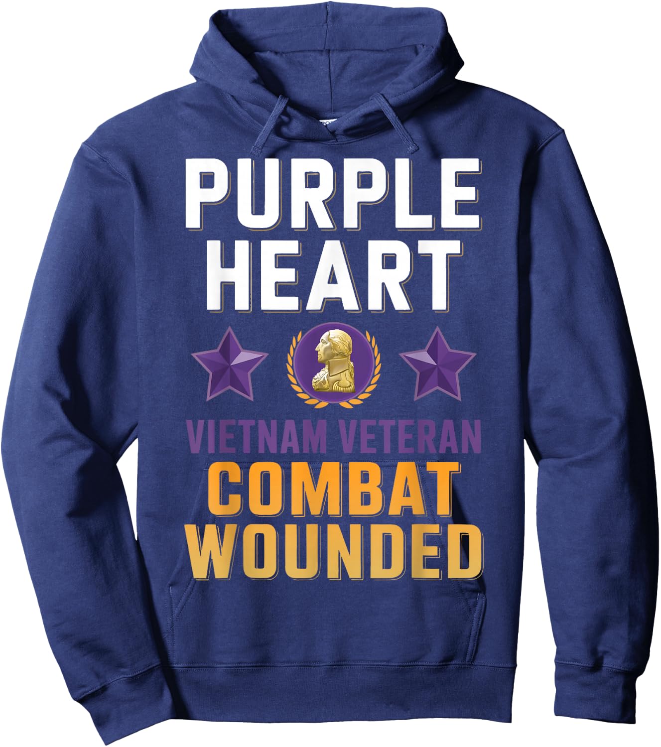 Purple Heart Vietnam Veteran Combat Wounded Proud Patriotic Hoodie - Hoodie | Navy
