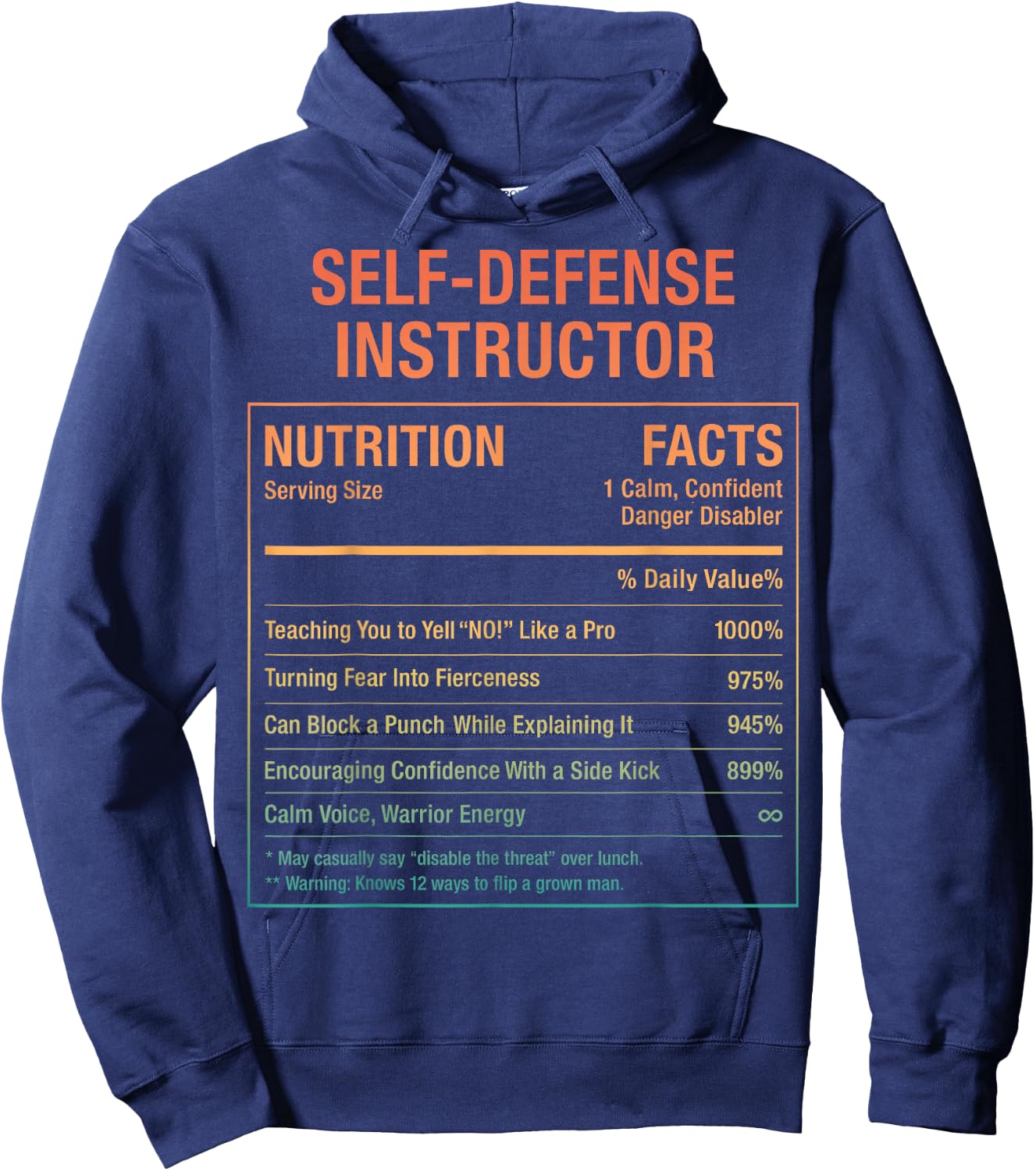 Self-Defense Instructor Nutritional Facts Hoodie - Hoodie | Navy