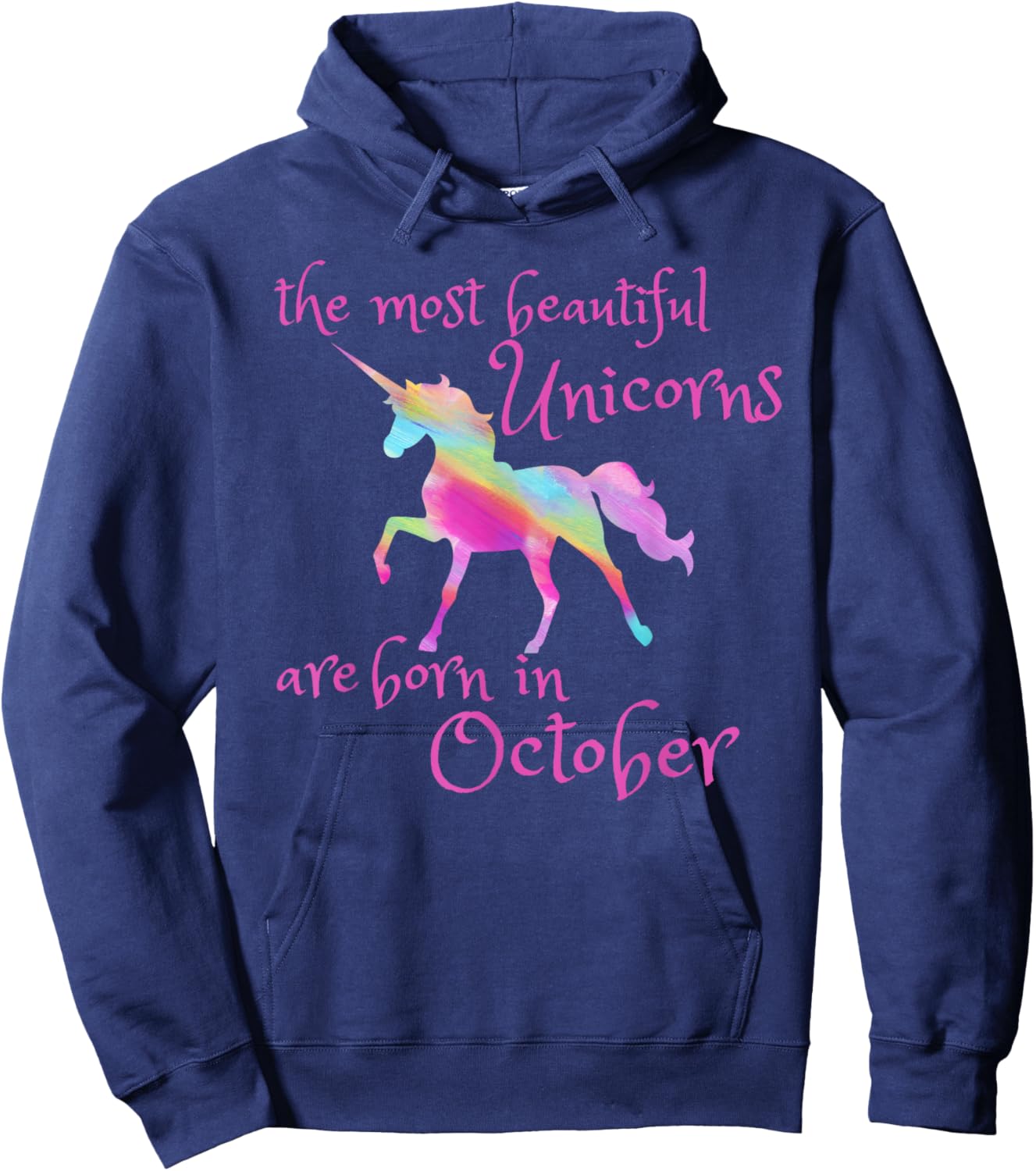 Beautiful Unicorn Birthday October Unicorn Gift Hoodie - Hoodie | Navy