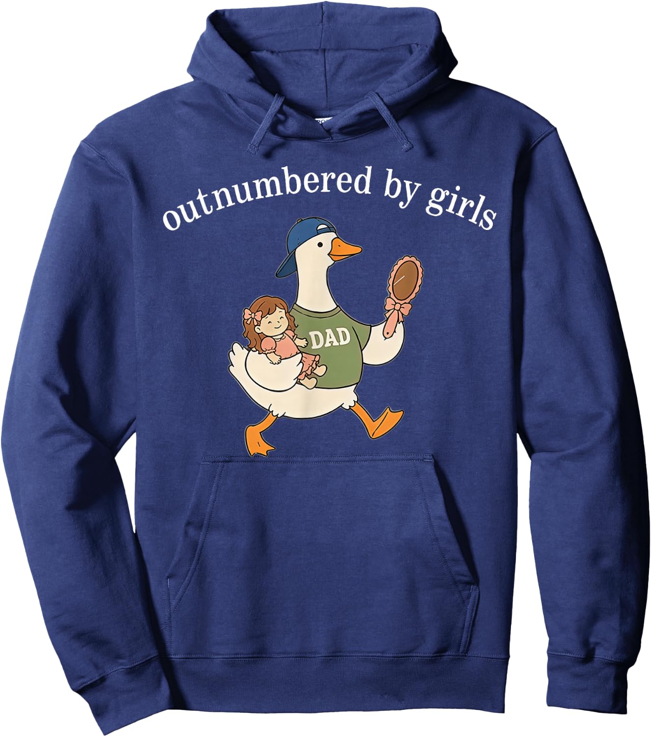 Outnumbered By Girls Goose Dad Father's Day Hoodie - Hoodie | Navy