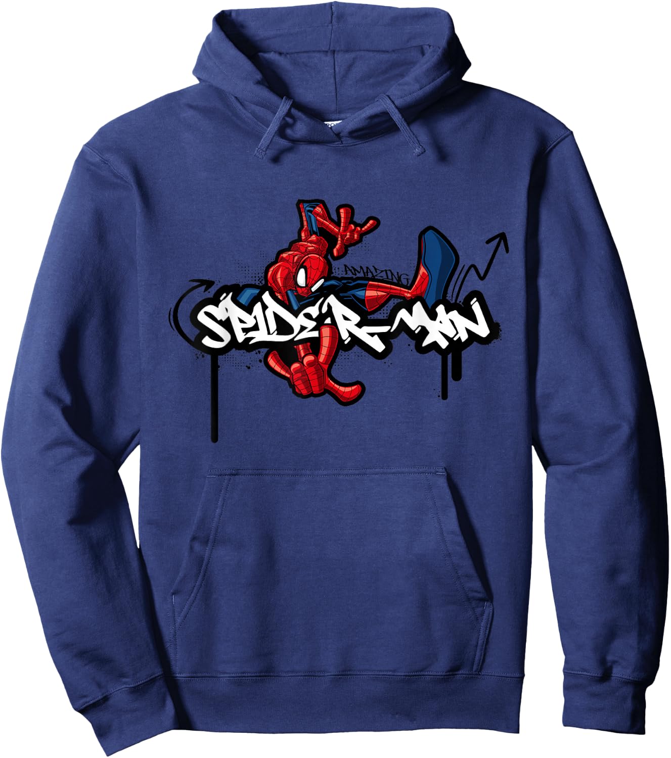 Marvel Super Heroes Amazing Spider-Man Graffiti Tag Style Hoodie - Hoodie | Navy