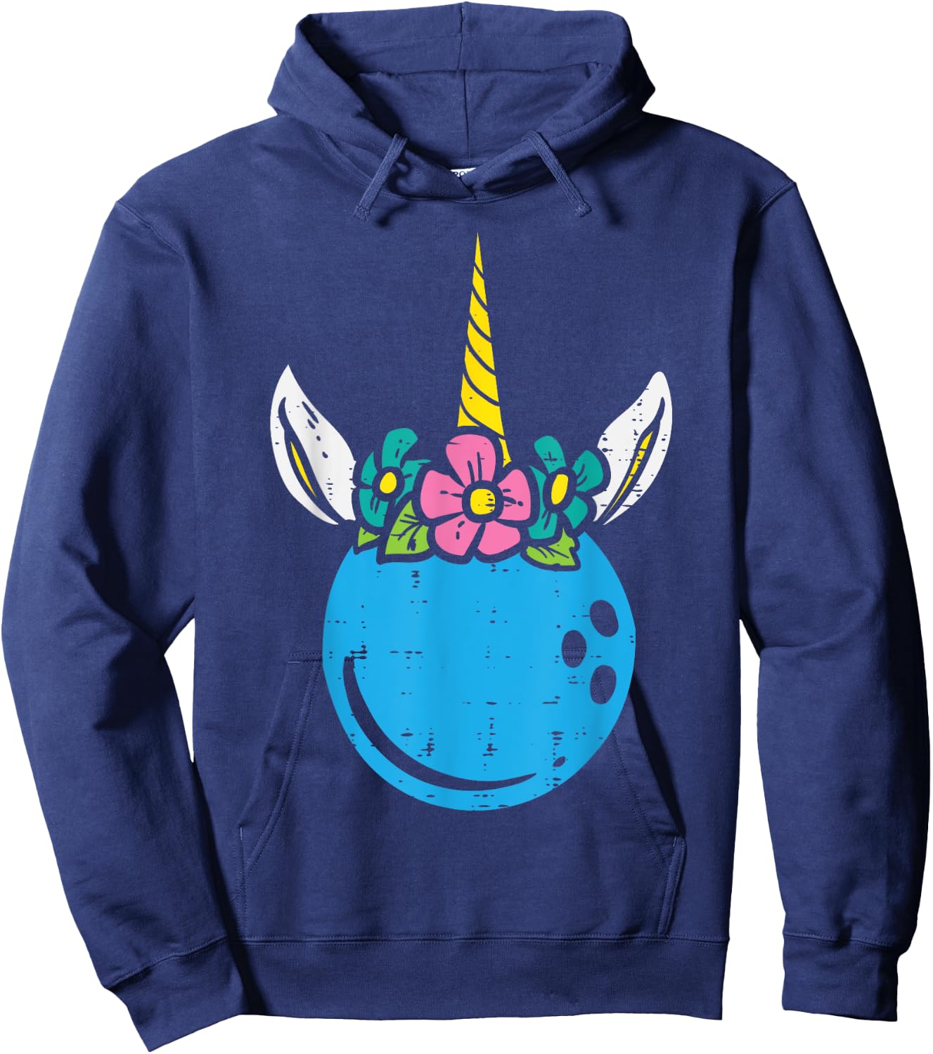 Bowling Ball Unicorn Head Cute Bowler Girls Kids Toddler Hoodie - Hoodie | Navy