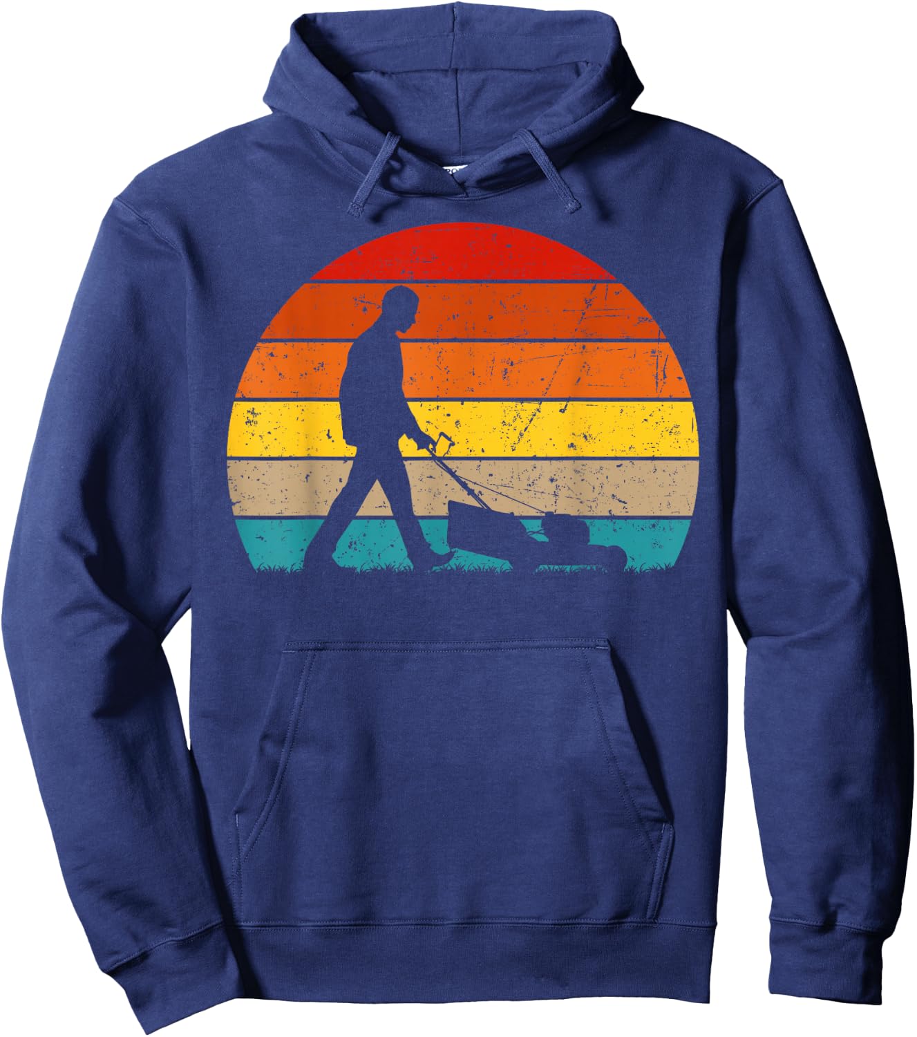 Cool Vintage Landscaper Art Dad Lawn Mower Lawn Care Hoodie - Hoodie | Navy