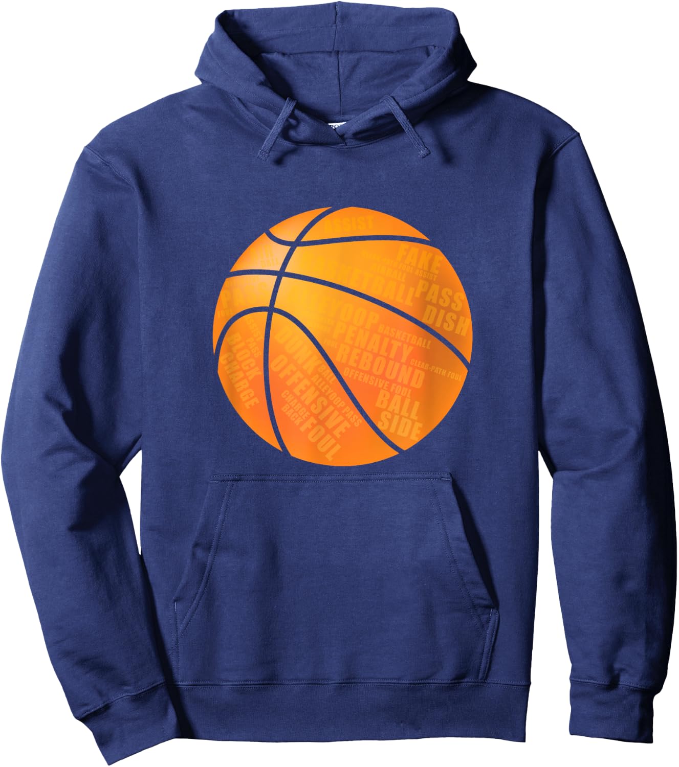 Basketball T Shirt With Basketball Terms On Them Hoodie - Hoodie | Navy