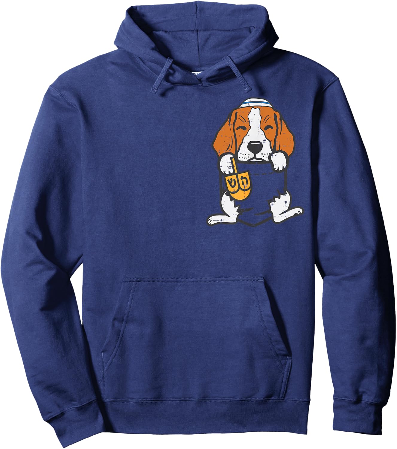 Jewish Pocket Dog Beagle Hanukkah Pajamas Chanukah PJs Women Hoodie - Hoodie | Navy