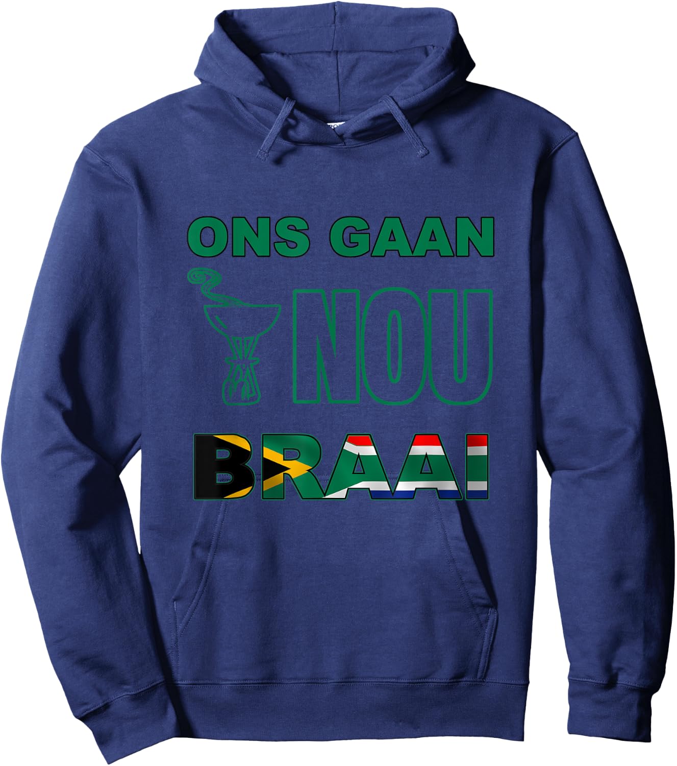 Funny South African braai shirt. Rugby fan SA flag Hoodie - Hoodie | Navy