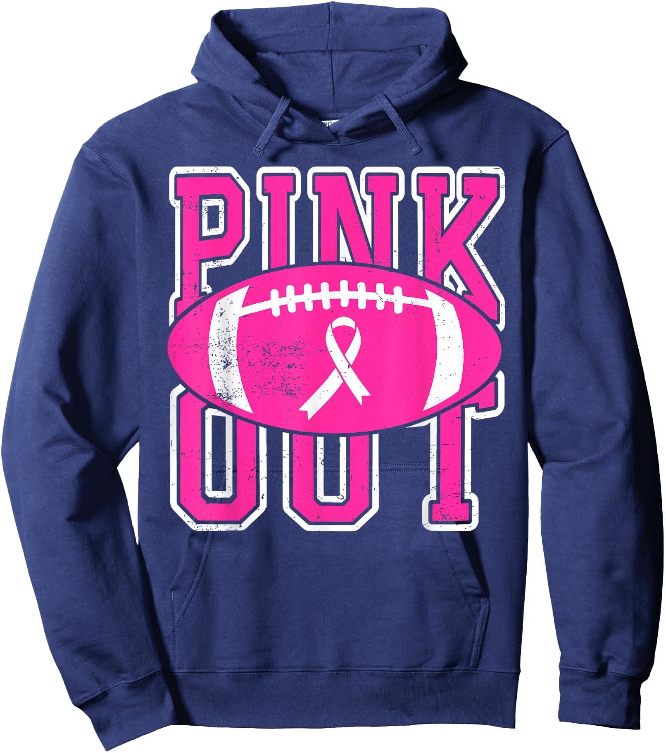 Pink Out American Football Tackle Breast Cancer Awareness Hoodie - Hoodie | Navy