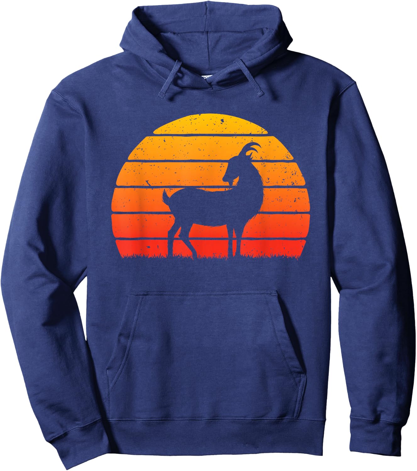 Retro Sunset Goat - Farm Animal Lover Farming Farm Rancher Hoodie - Hoodie | Navy