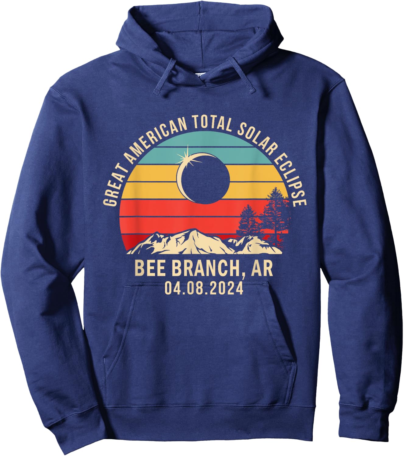 Bee Branch, AR Arkansas Total Solar Eclipse 2024 Hoodie - Hoodie | Navy