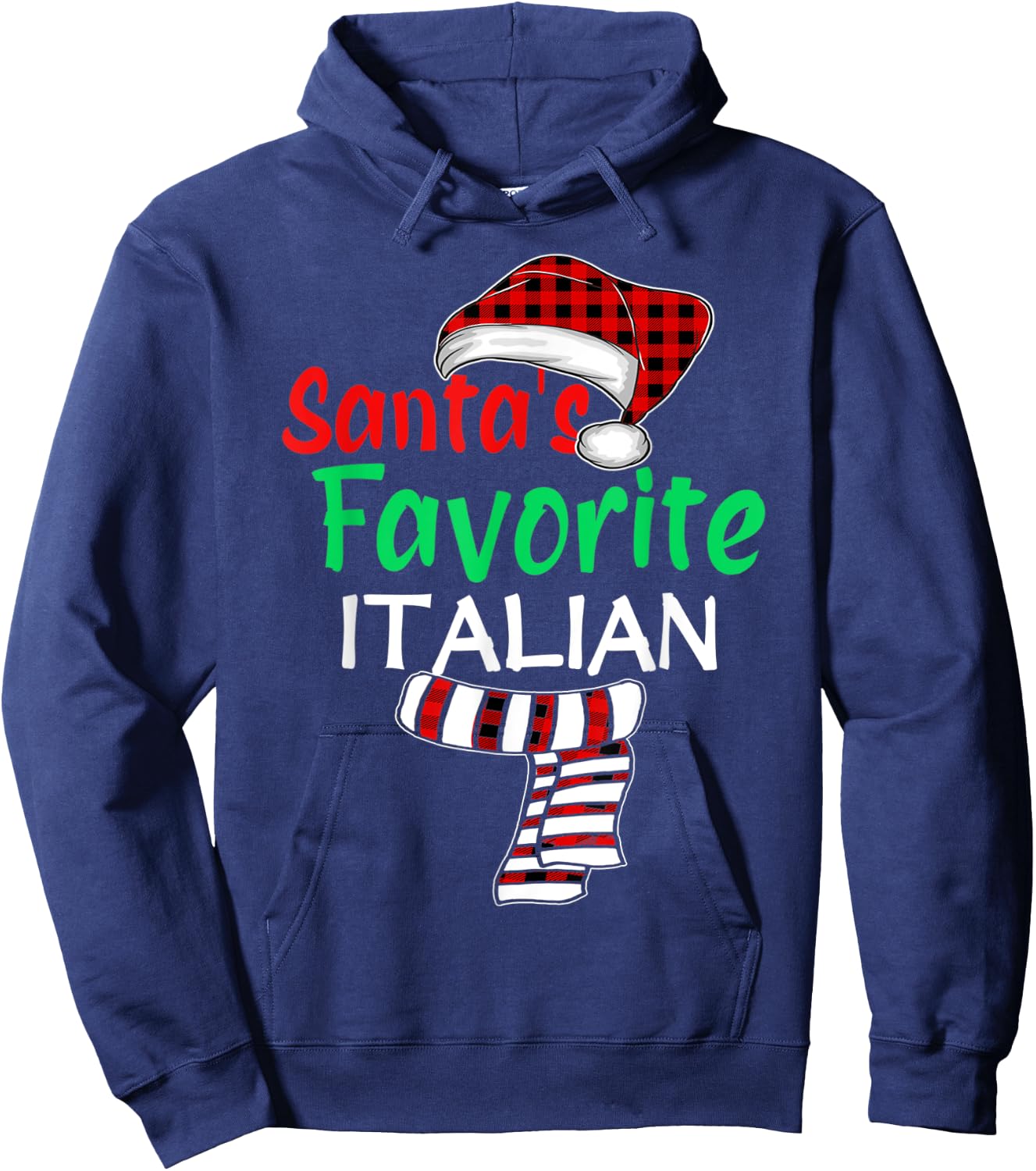 Christmas Pajama Santa Claus Shirt, Santa's Favorite Italian Hoodie - Hoodie | Navy