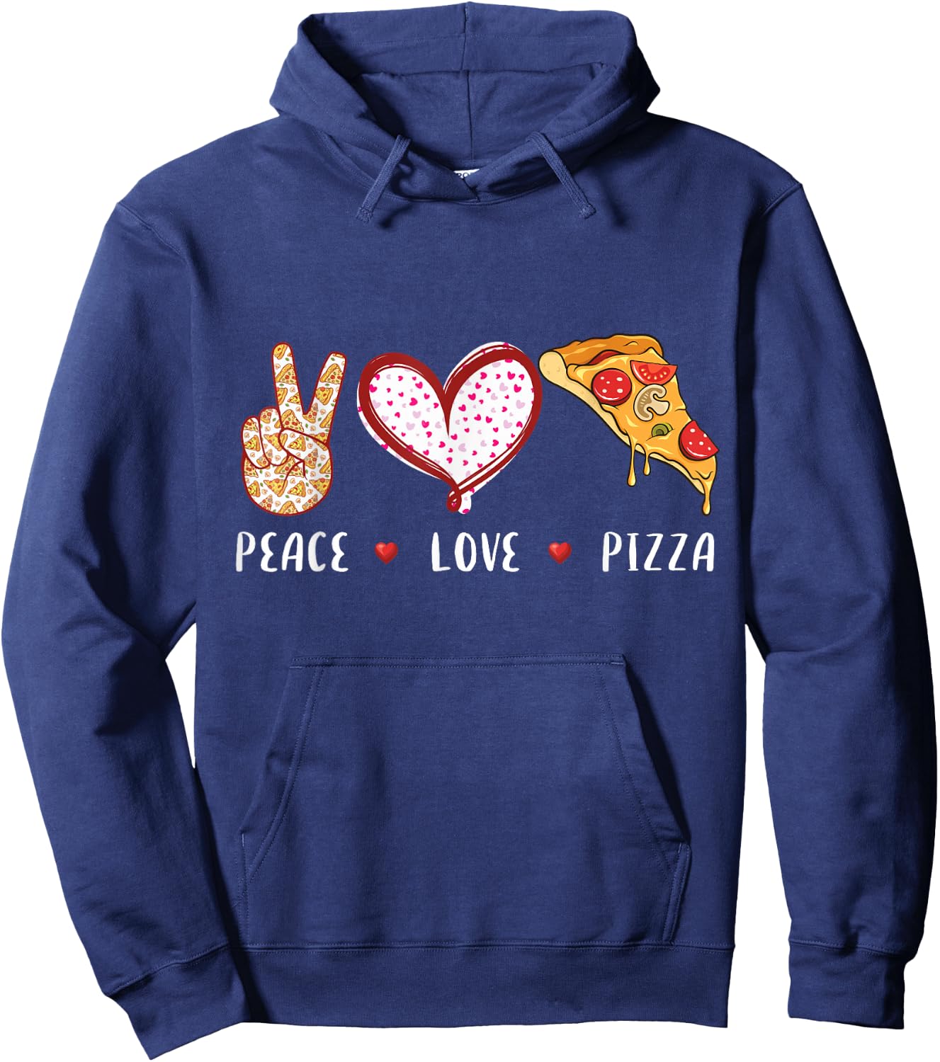 Peace Love Pizza Lovers Gifts Women Kids Boys Girls Hoodie - Hoodie | Navy