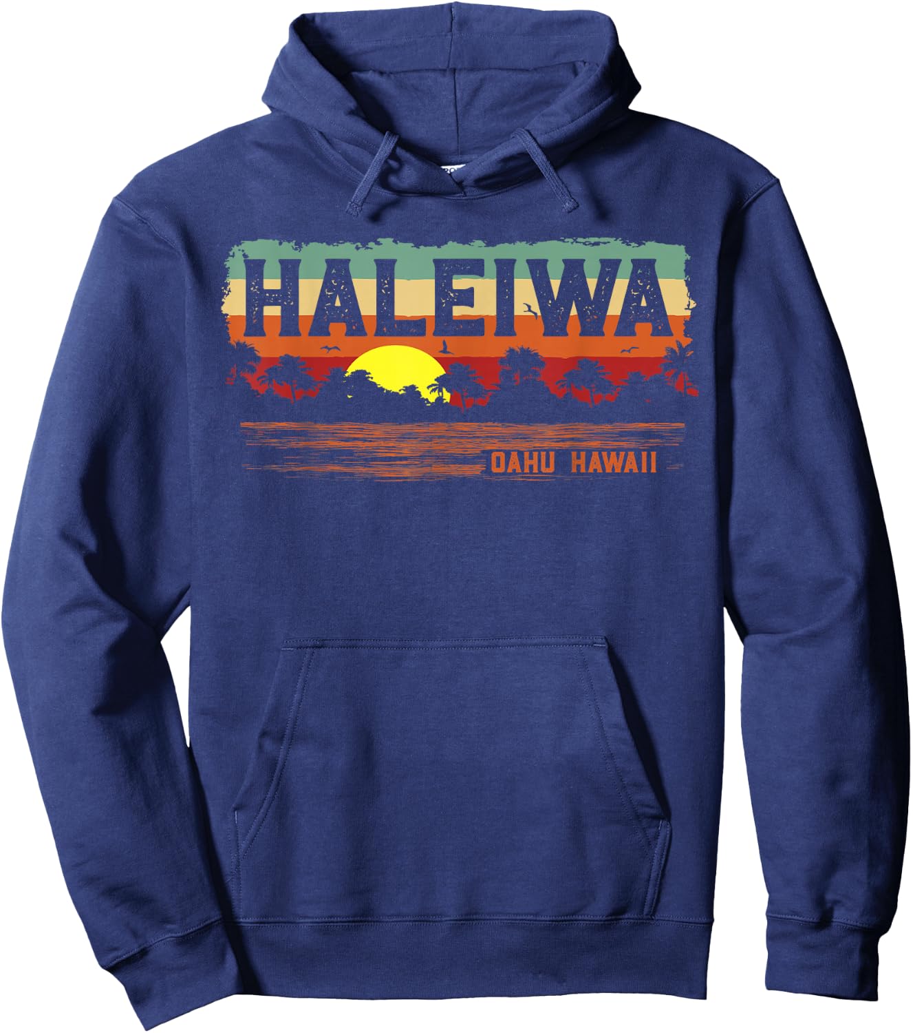 Tropical Vintage Haleiwa North Shore Oahu Hawaii Hoodie - Hoodie | Navy