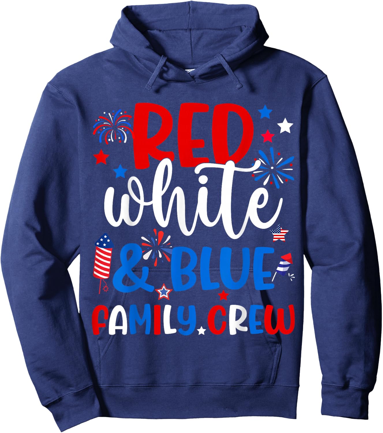 Retro Red White And Blue Family Crew Patriotic 4th Of July Hoodie - Hoodie | Navy
