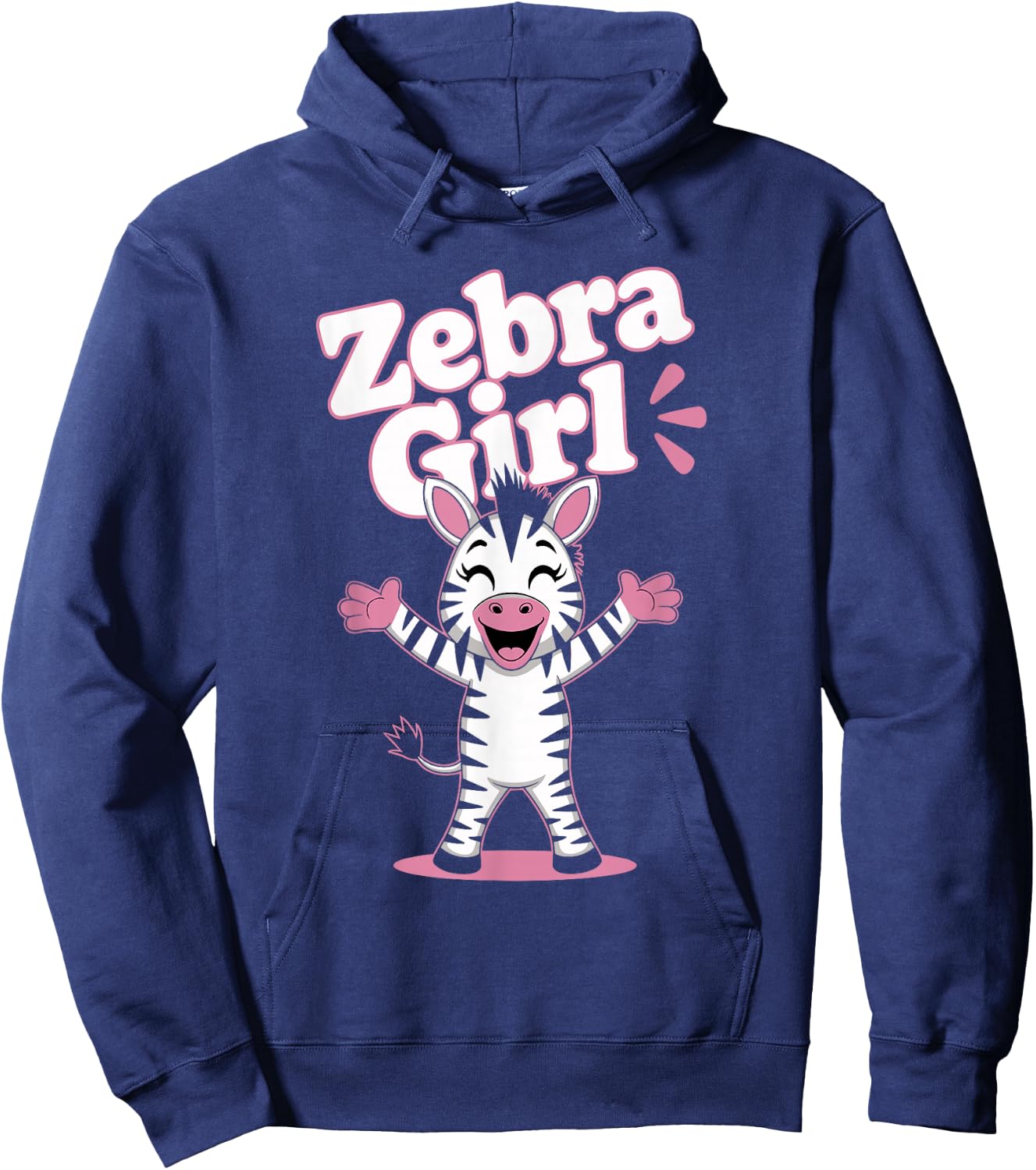 Zebra Girl | Childrens Zebras Product Youth Kids Girls Zebra Hoodie - Hoodie | Navy