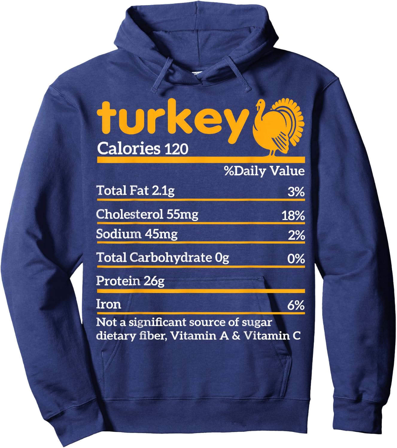 Turkey Nutrition Facts Funny Thanksgiving food Hoodie - Hoodie | Navy