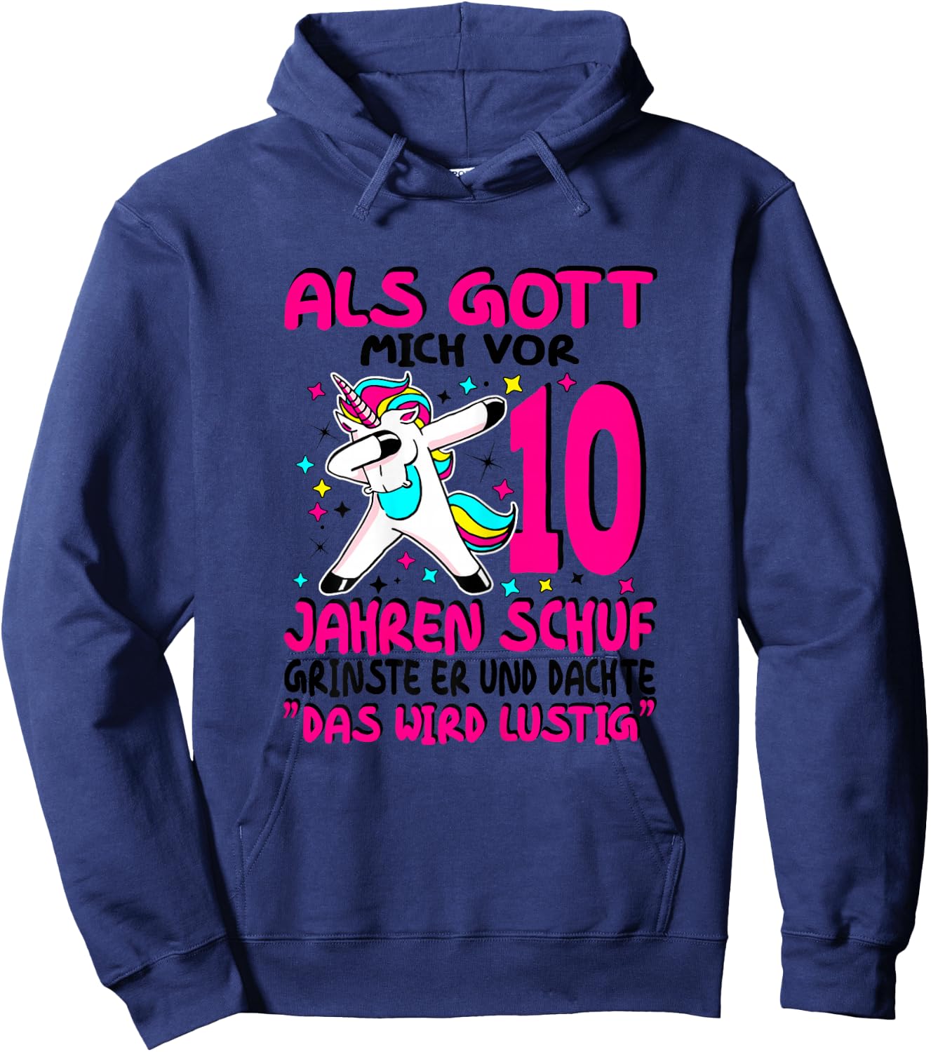 Girls 10 Years 10 Year Old 10 Birthday , White Hoodie - Hoodie | Navy