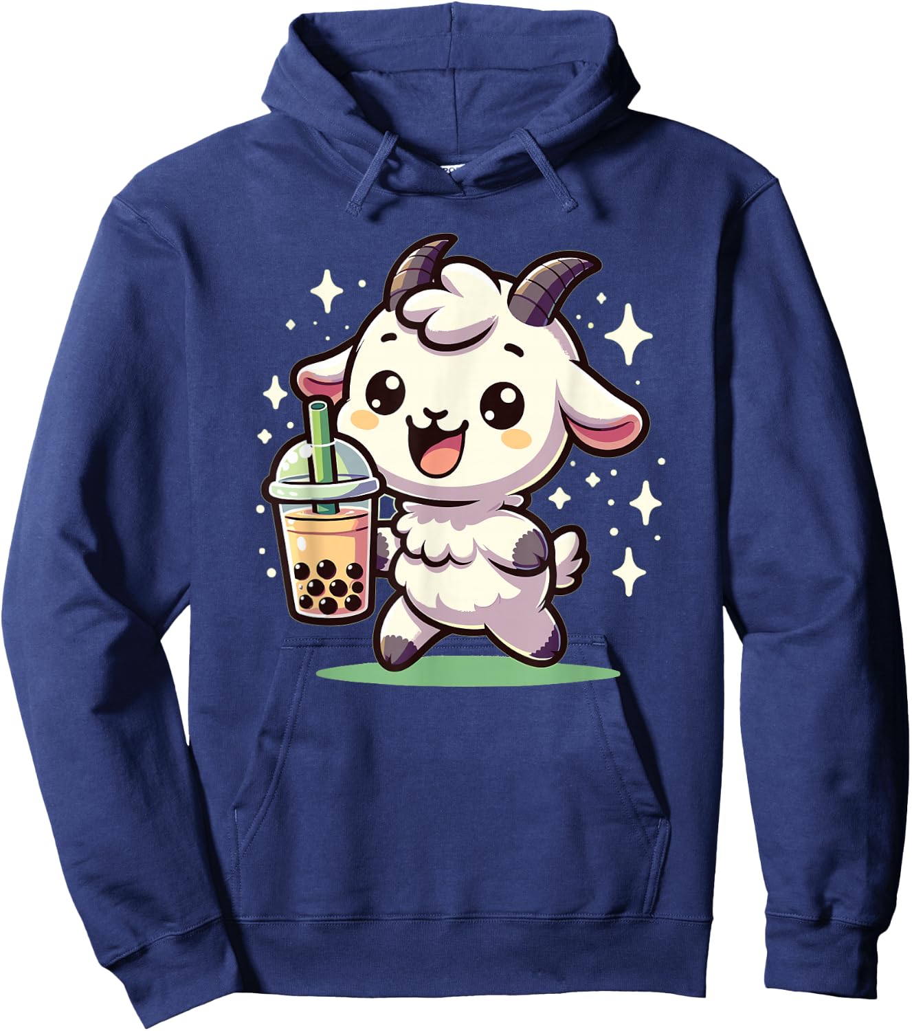 Kawaii Goat Bubble Tea Boba Goat Hoodie - Hoodie | Navy