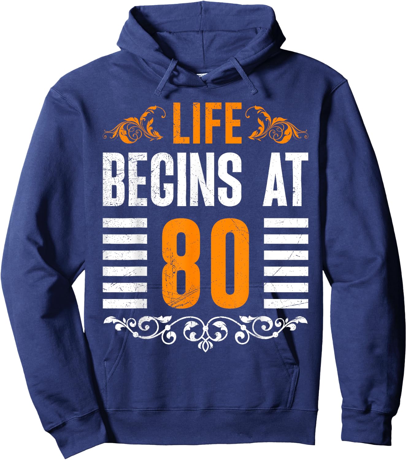 80 Years LIFE BEGINS AT 80 Funny Birthday Party 80 Years Hoodie - Hoodie | Navy