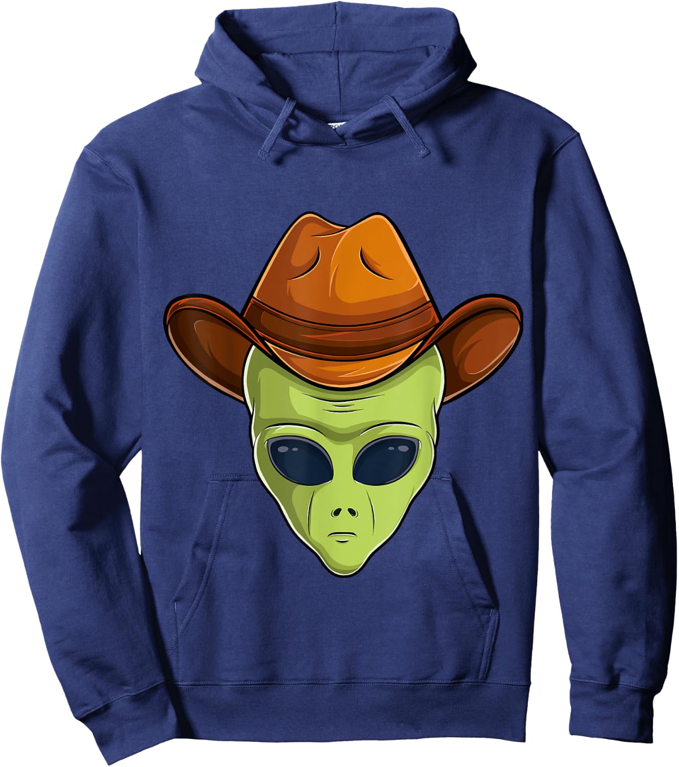 alien face cowboy hat costume Halloween kids UFO cosplay men Hoodie - Hoodie | Navy