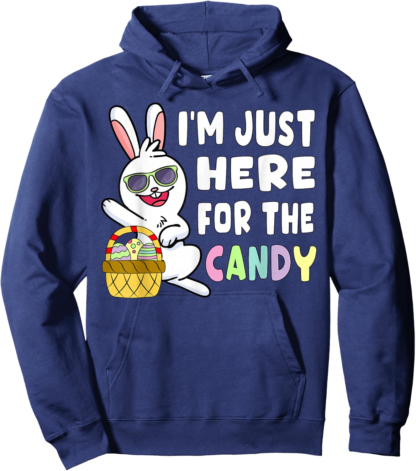 Funny Easter Bunny I'm Just Here for Easter Candy Kids Boys Small Hoodie - Hoodie | Navy
