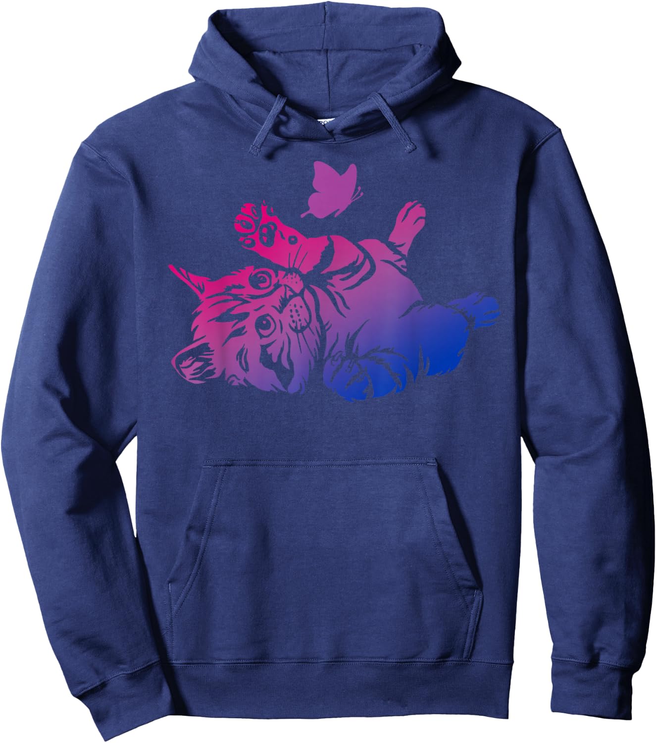 Bisexual Playful Kitten Butterfly Bi Pride Colors Hoodie - Hoodie | Navy