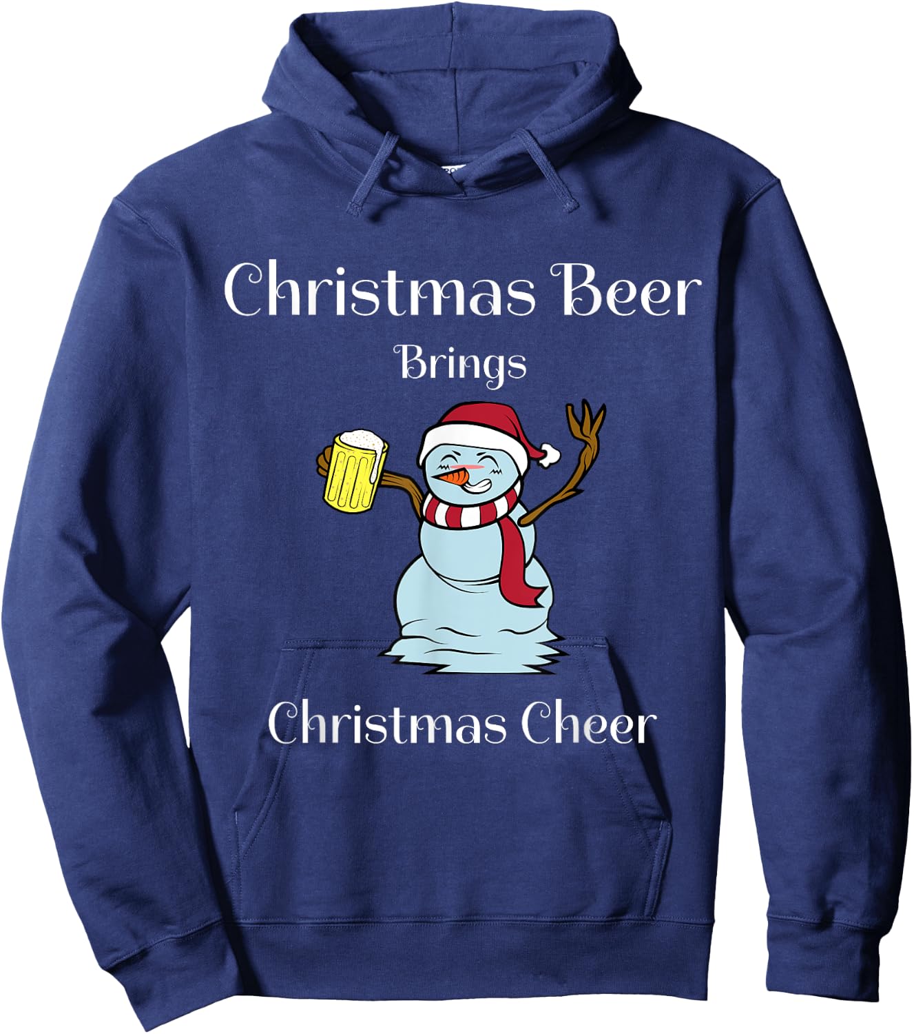 Funny Cute Festive Christmas Beer Snowman Design Hoodie - Hoodie | Navy