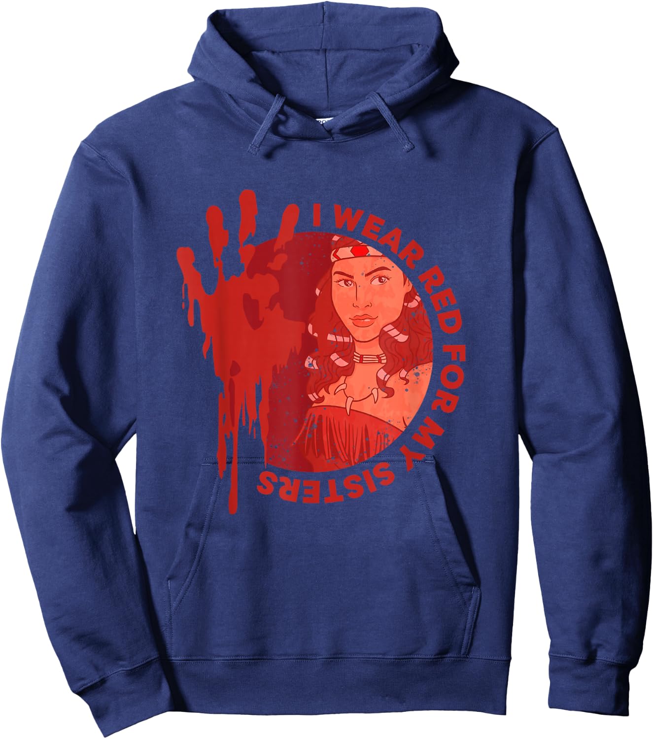 Native America MMIW Awareness - I Wear Red For My Sisters Hoodie - Hoodie | Navy