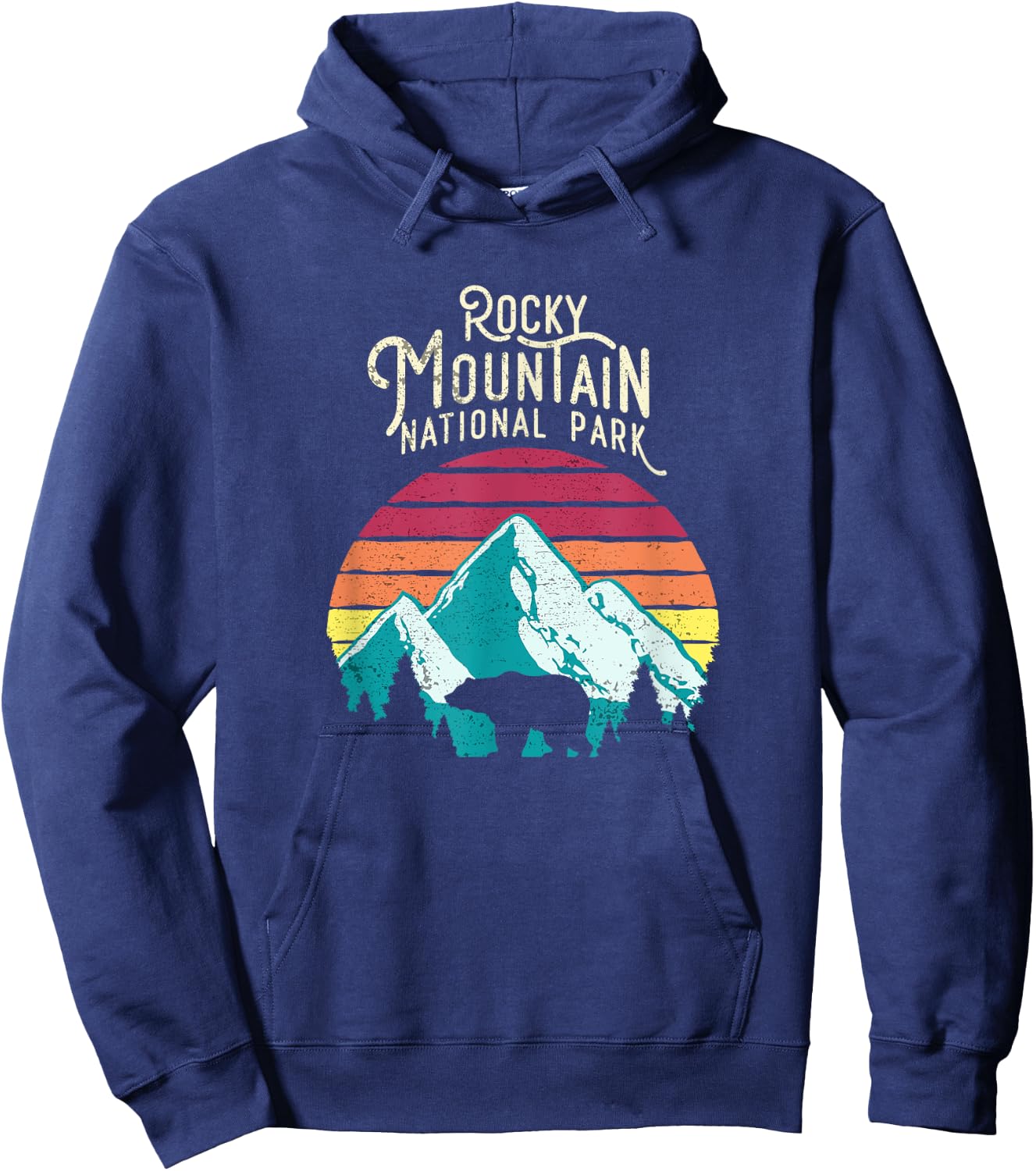 Retro Rocky Mountain National Park Colorado Bear Hoodie - Hoodie | Navy