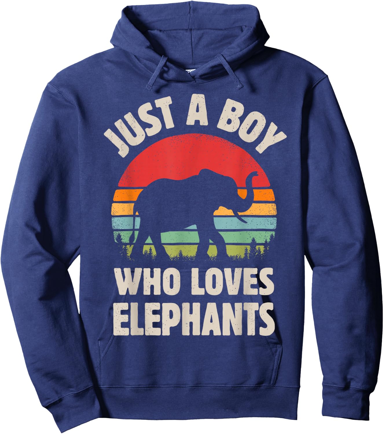 Elephant Just A Boy Who Loves Elephants Retro Vintage Sunset Hoodie - Hoodie | Navy