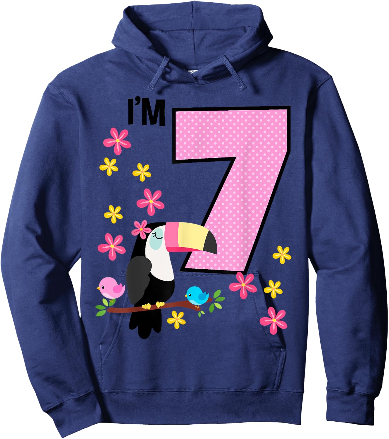 Toucan 7th Birthday 7 Year Old Birthday Girl Tropical Birds Hoodie - Hoodie | Navy