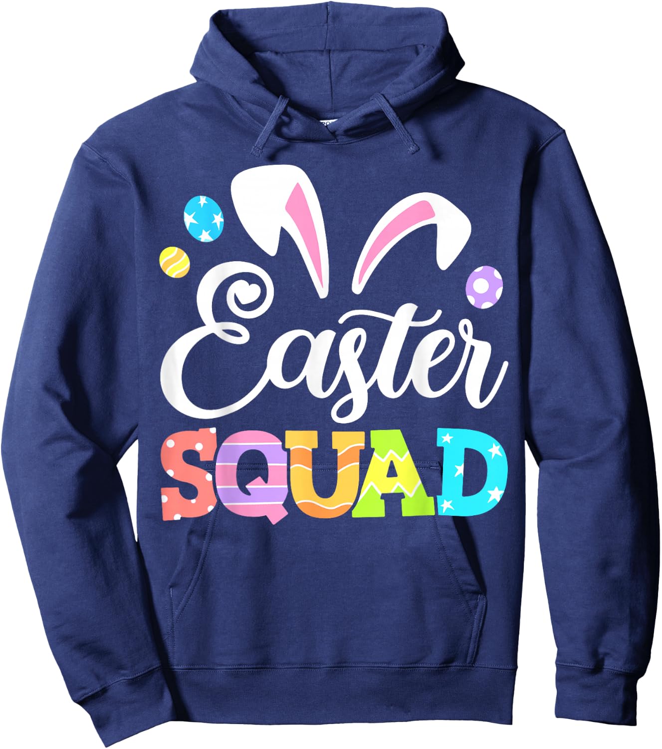 Happy Easter Squad Bunny Matching Family Easter Rabbit Ears Hoodie - Hoodie | Navy