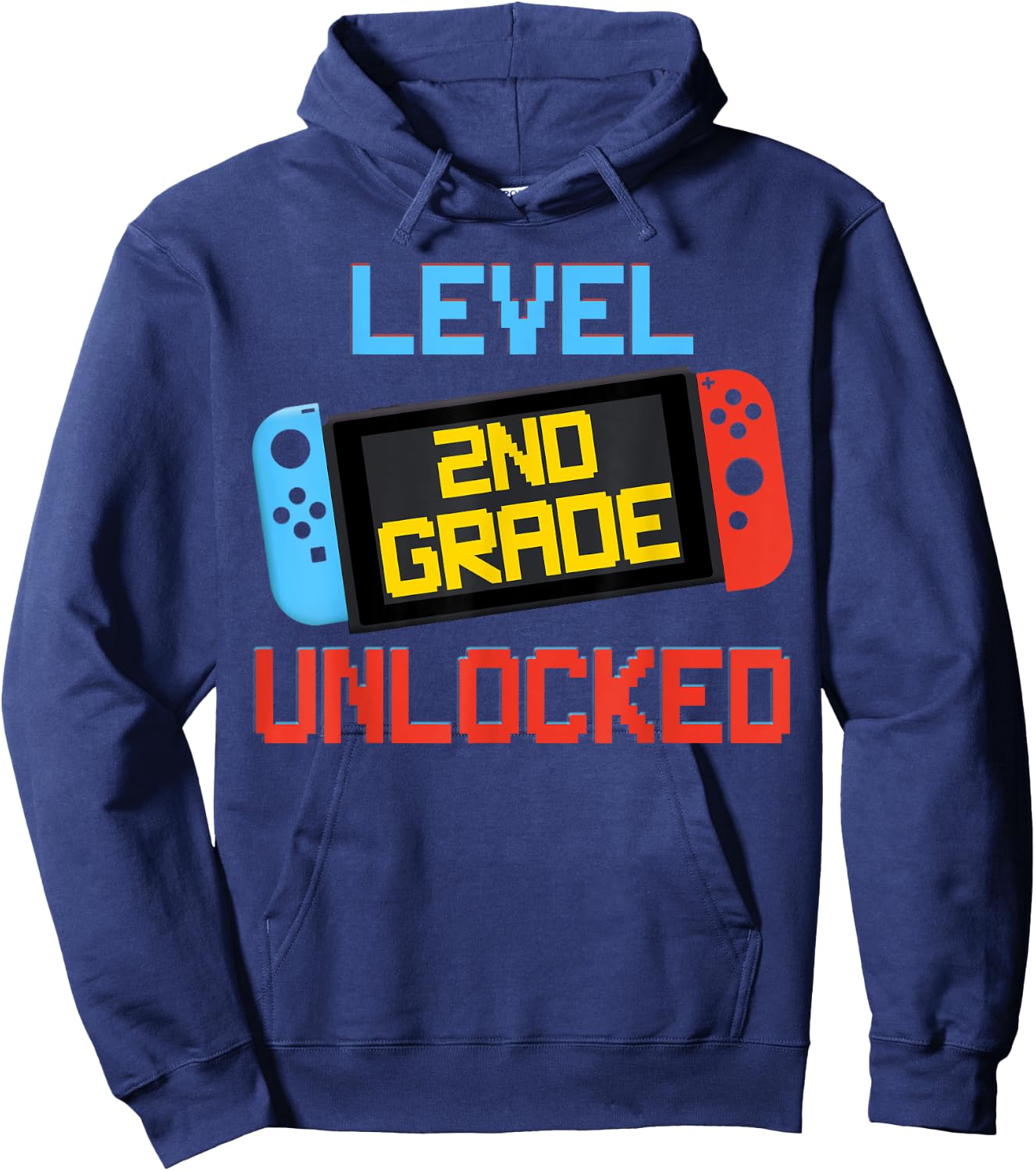 Level 2nd Grade Unlocked Back To School First Day Boy Kids Hoodie - Hoodie | Navy