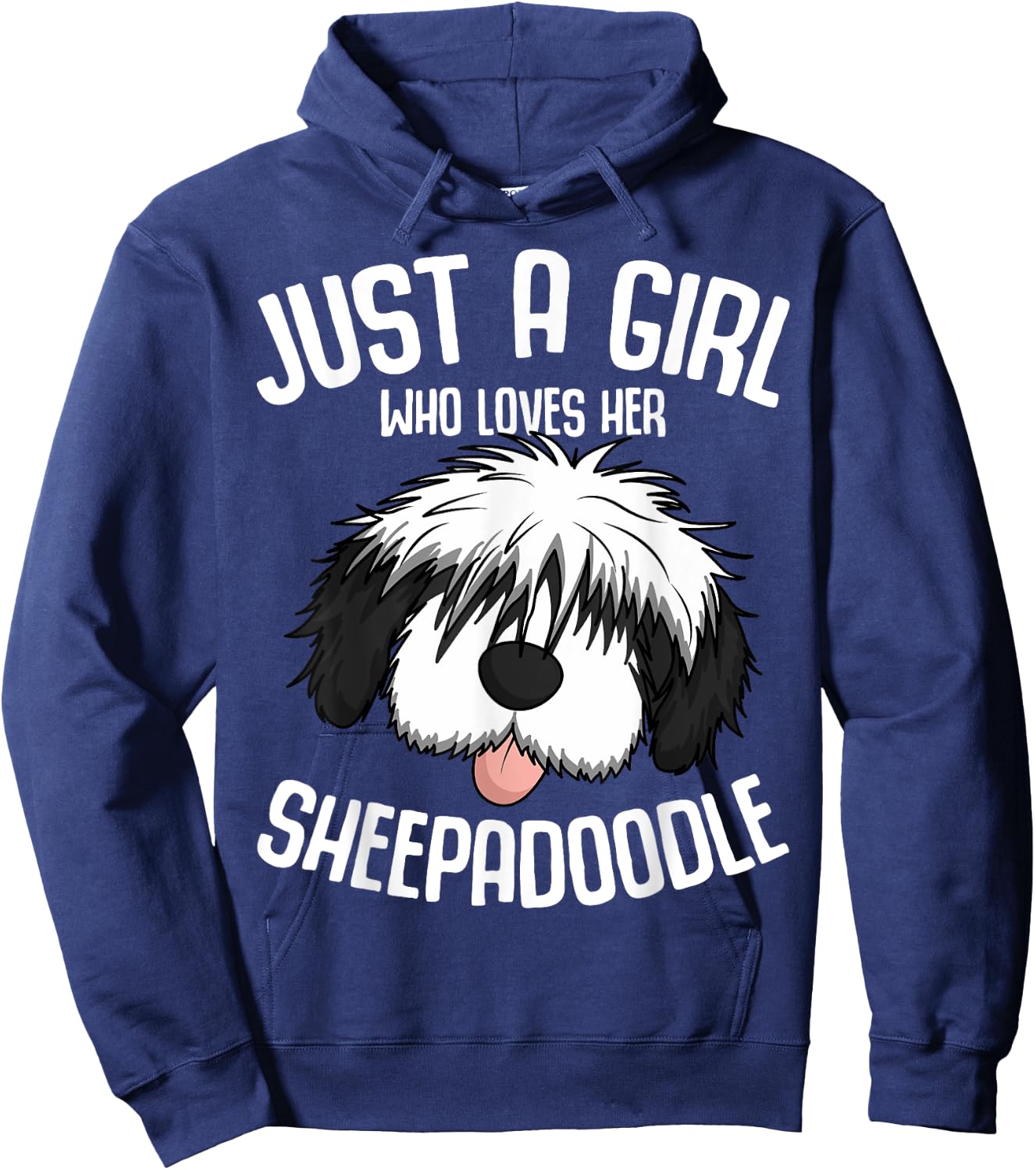 Just a Girl Who Loves Her Sheepadoodle Dog Girls Hoodie - Hoodie | Navy