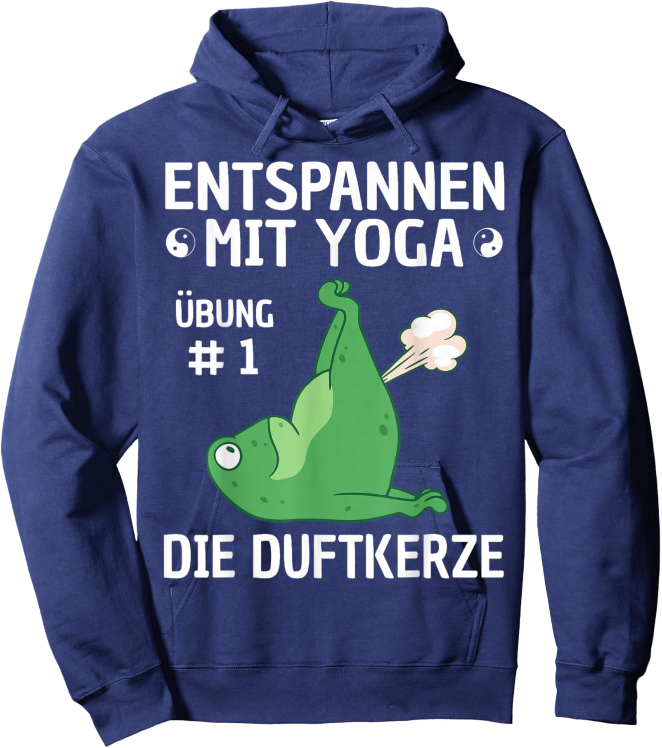 Relaxing with Yoga Frog Motif Funny Meditation Fitness , black Hoodie - Hoodie | Navy